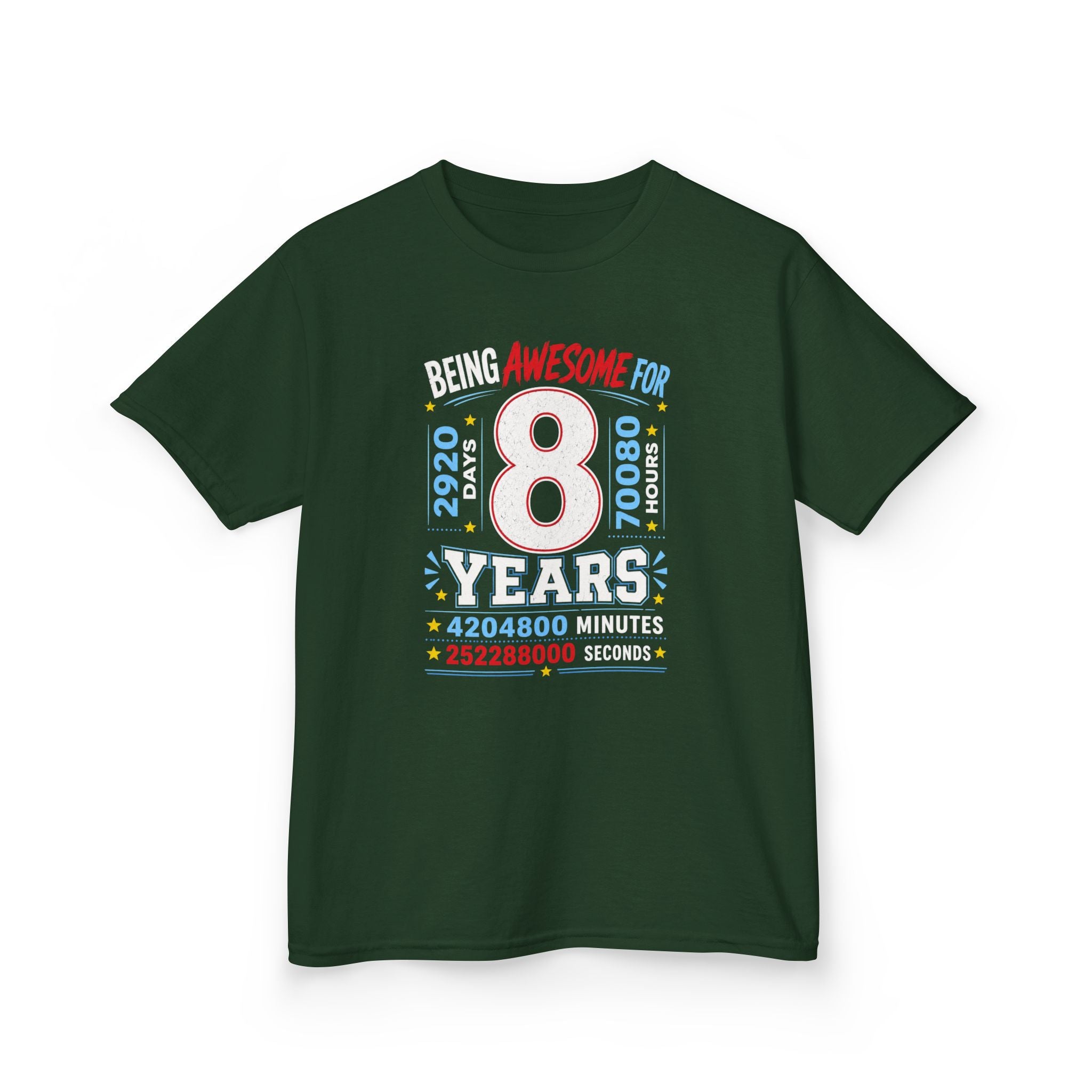 " Being Awesome For 8 Years" Graphic kids Birthday T-Shirt Design