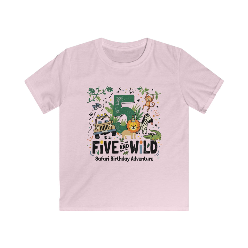 Kids 5th Birthday Safari Tee – "Five and Wild" Jungle Safari Shirt