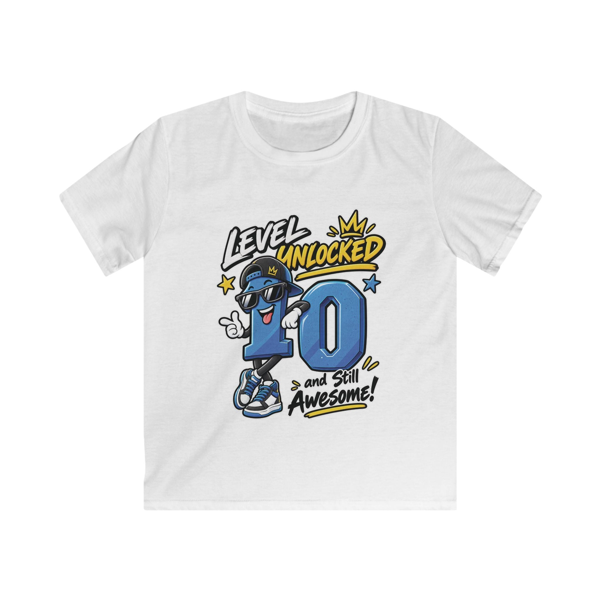 Kids 10th Birthday T-Shirt "Level Unlocked 10 and Still Awesome"