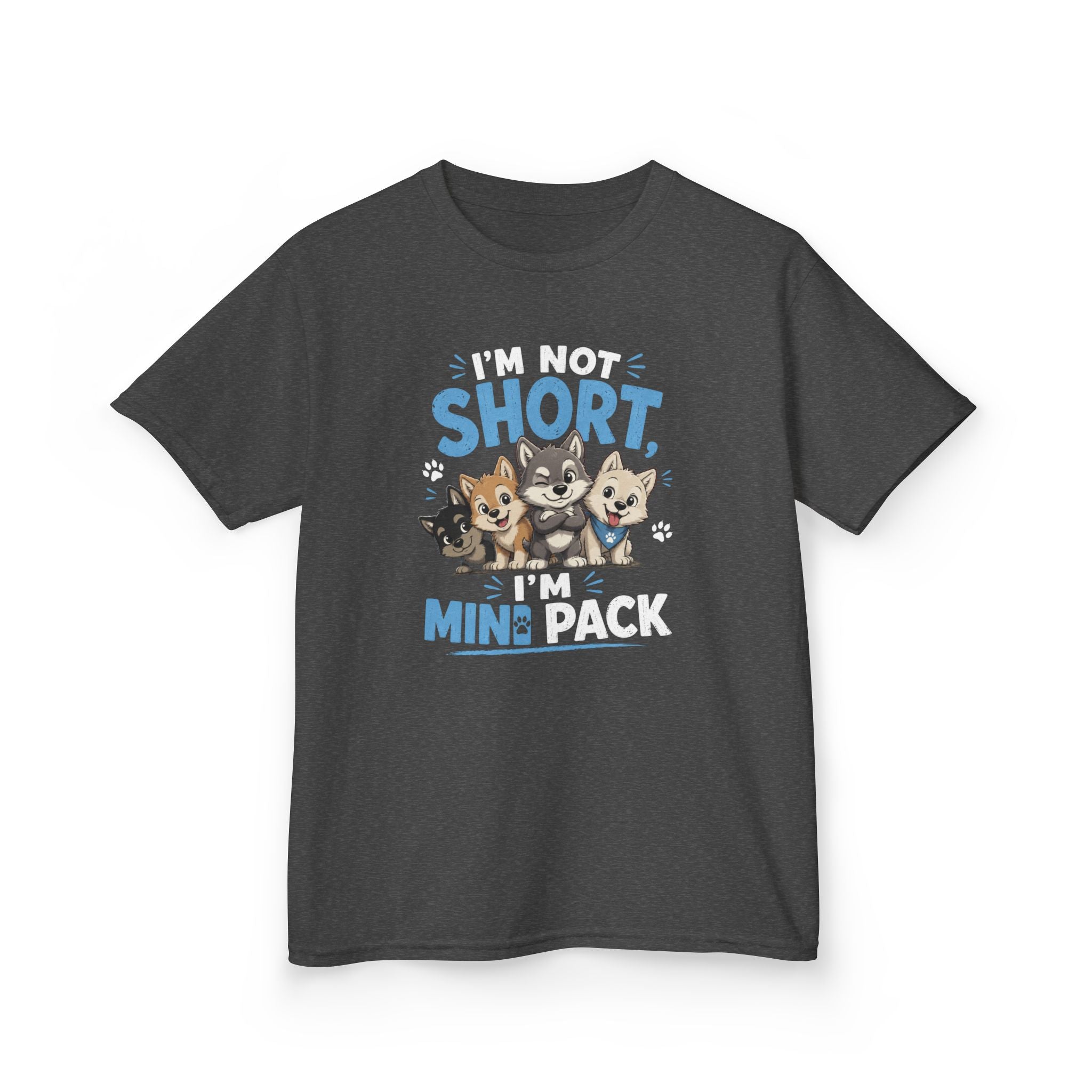 Kids Tee "I'm Not Short, I'm Mini Pack" Cute Husky Puppy Shirt
