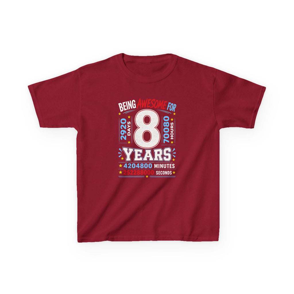 " Being Awesome For 8 Years" Graphic kids Birthday T-Shirt Design