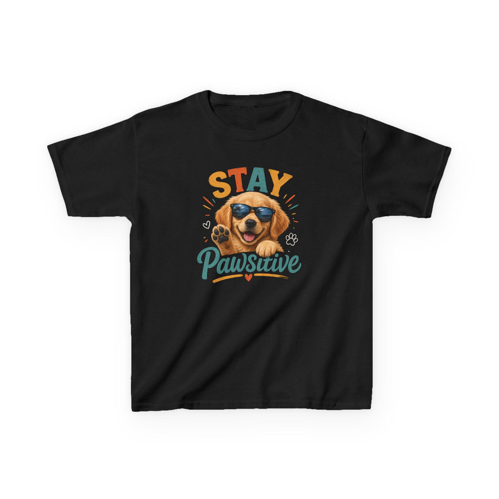 Kids T-Shirt "Stay Pawsitive" Cool Dog Cute Graphic Tee for Boys & Girls