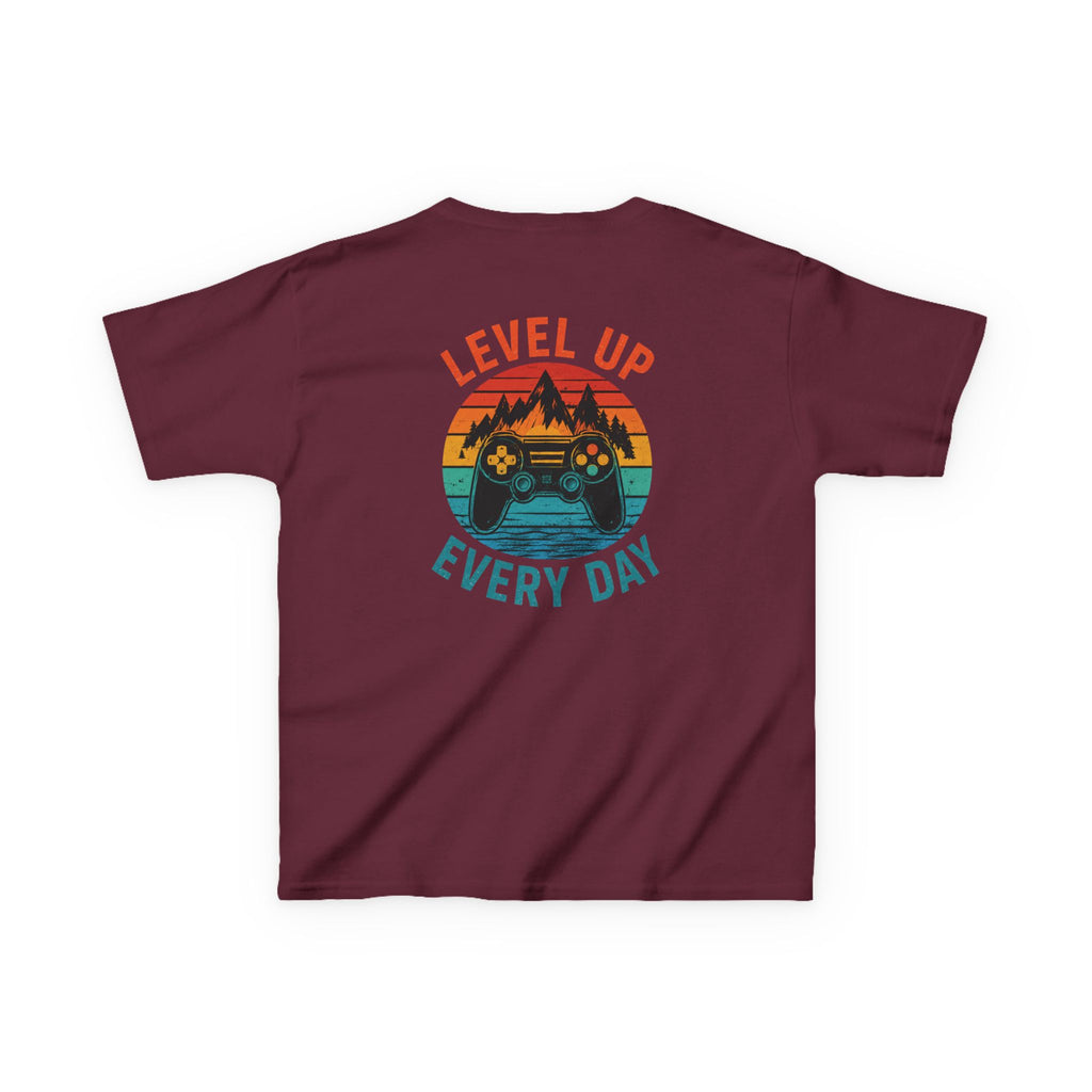 Kids Tee "Level Up Every Day" Retro Gamer Graphic
