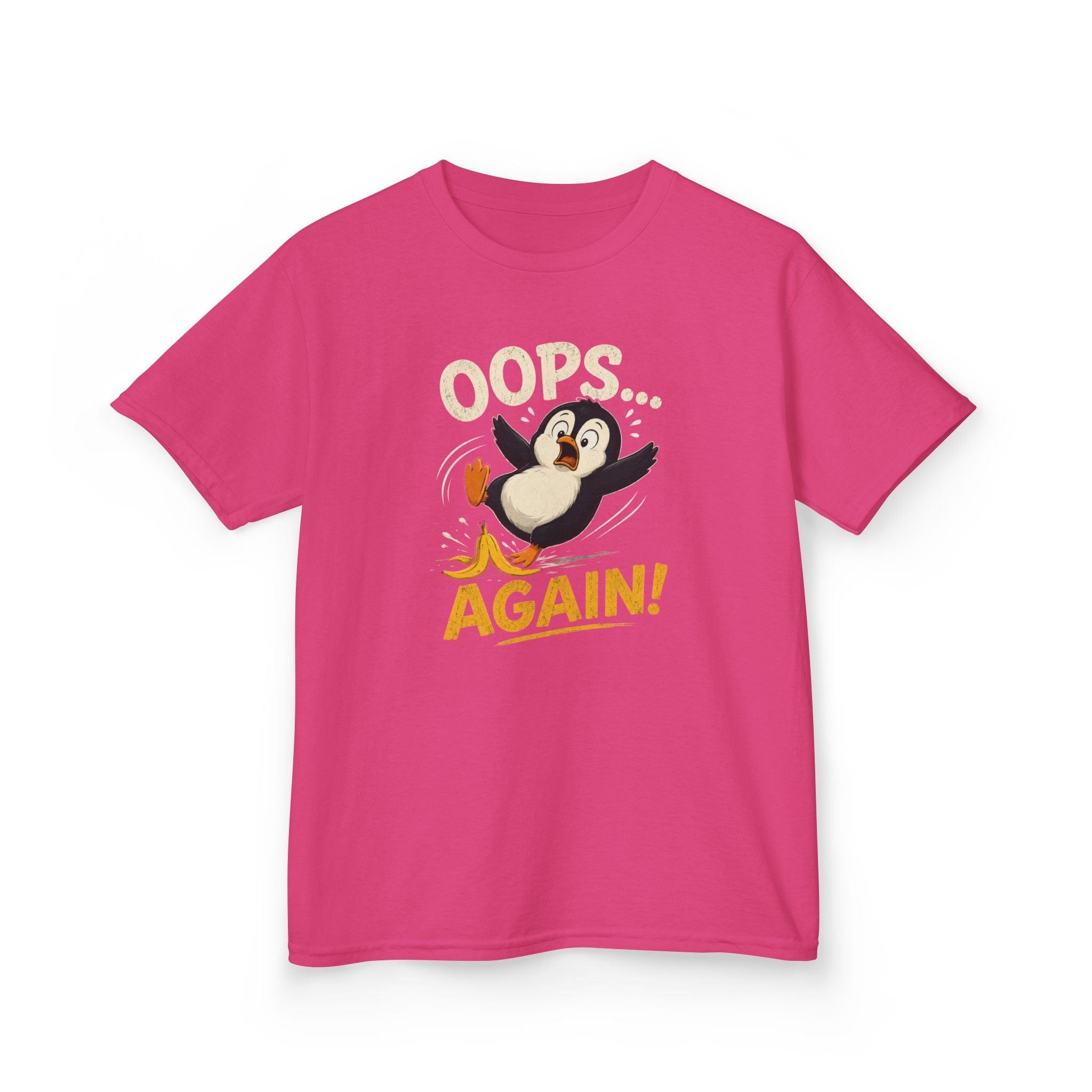 Kids Tee Cute Penguin "Oops... Again!" Funny Graphic T-Shirt