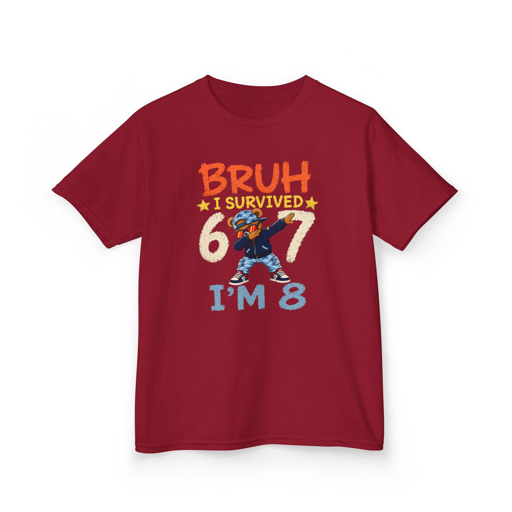 "Bruh I survived 6 7" " I'M 8" Boys Graphic kids Birthday T-Shirt Design