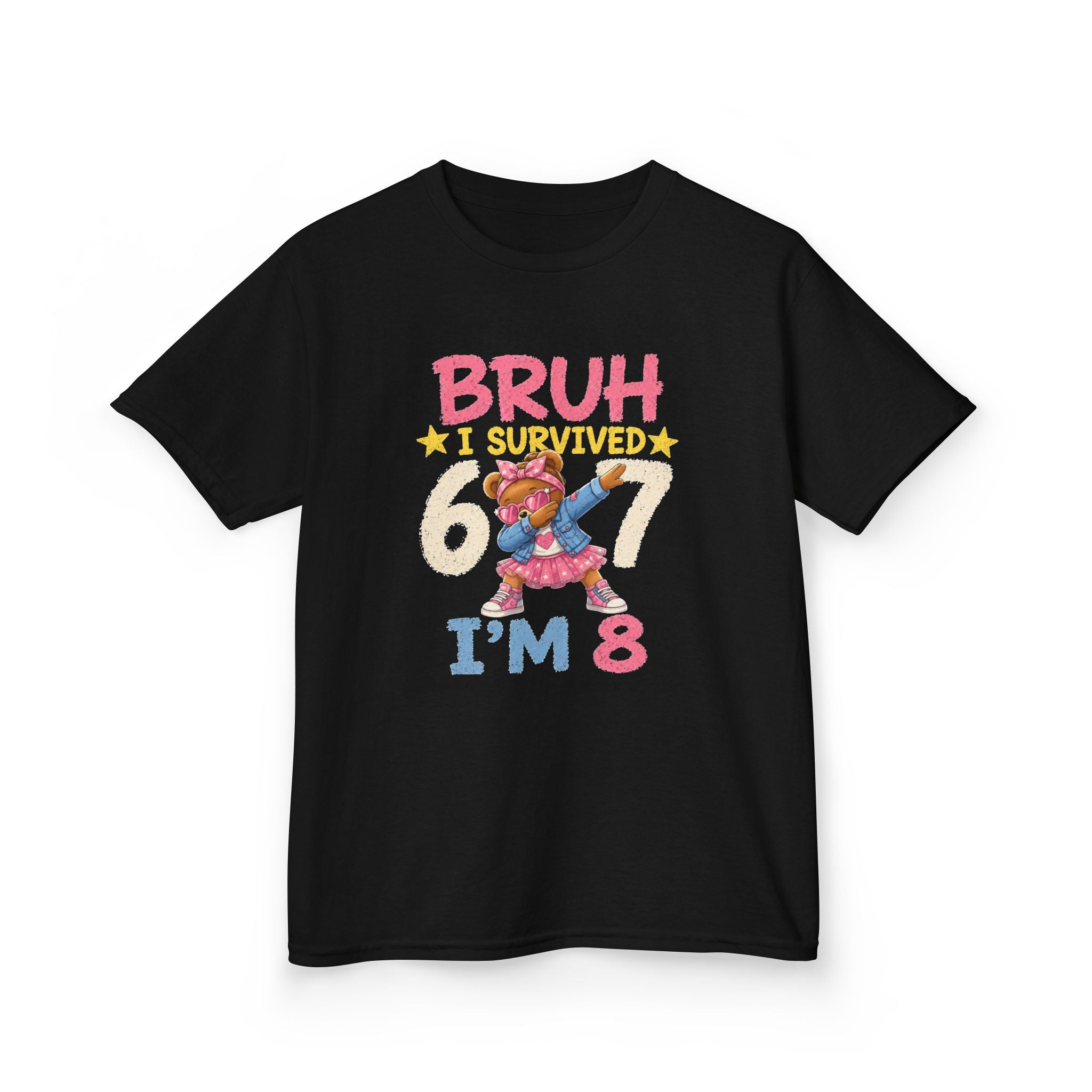 Kids Tee "Bruh I Survived 6/7 I'm 8" Birthday T-Shirt