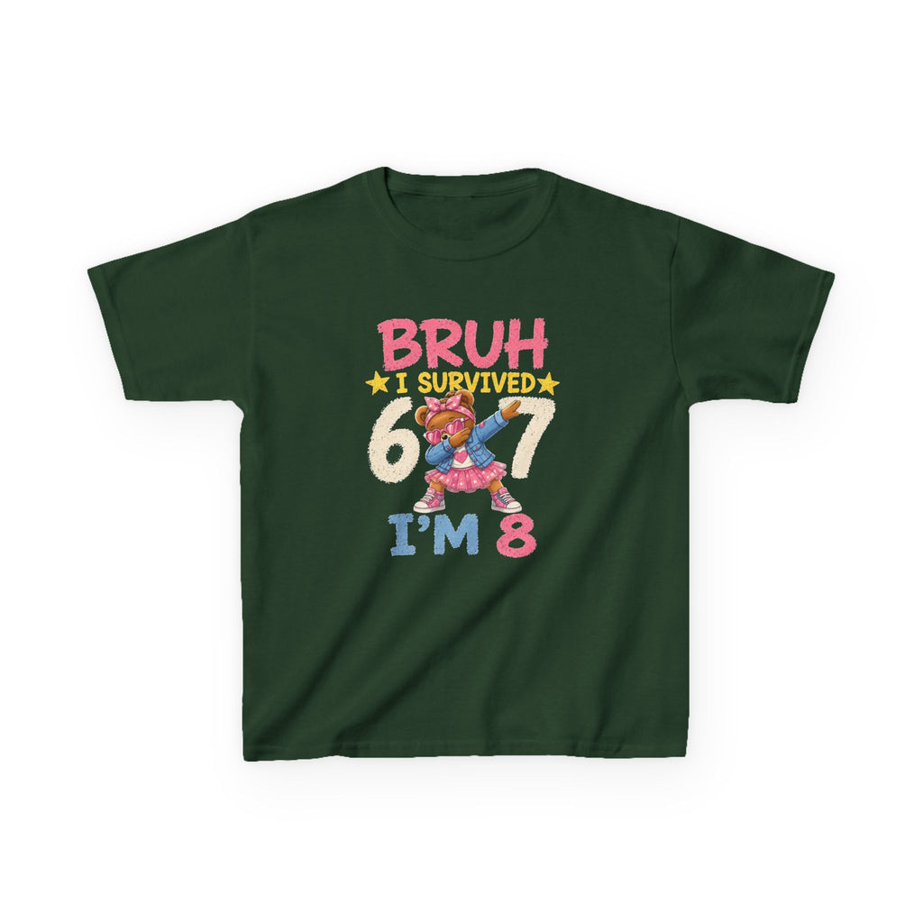 Kids Tee "Bruh I Survived 6/7 I'm 8" Birthday T-Shirt
