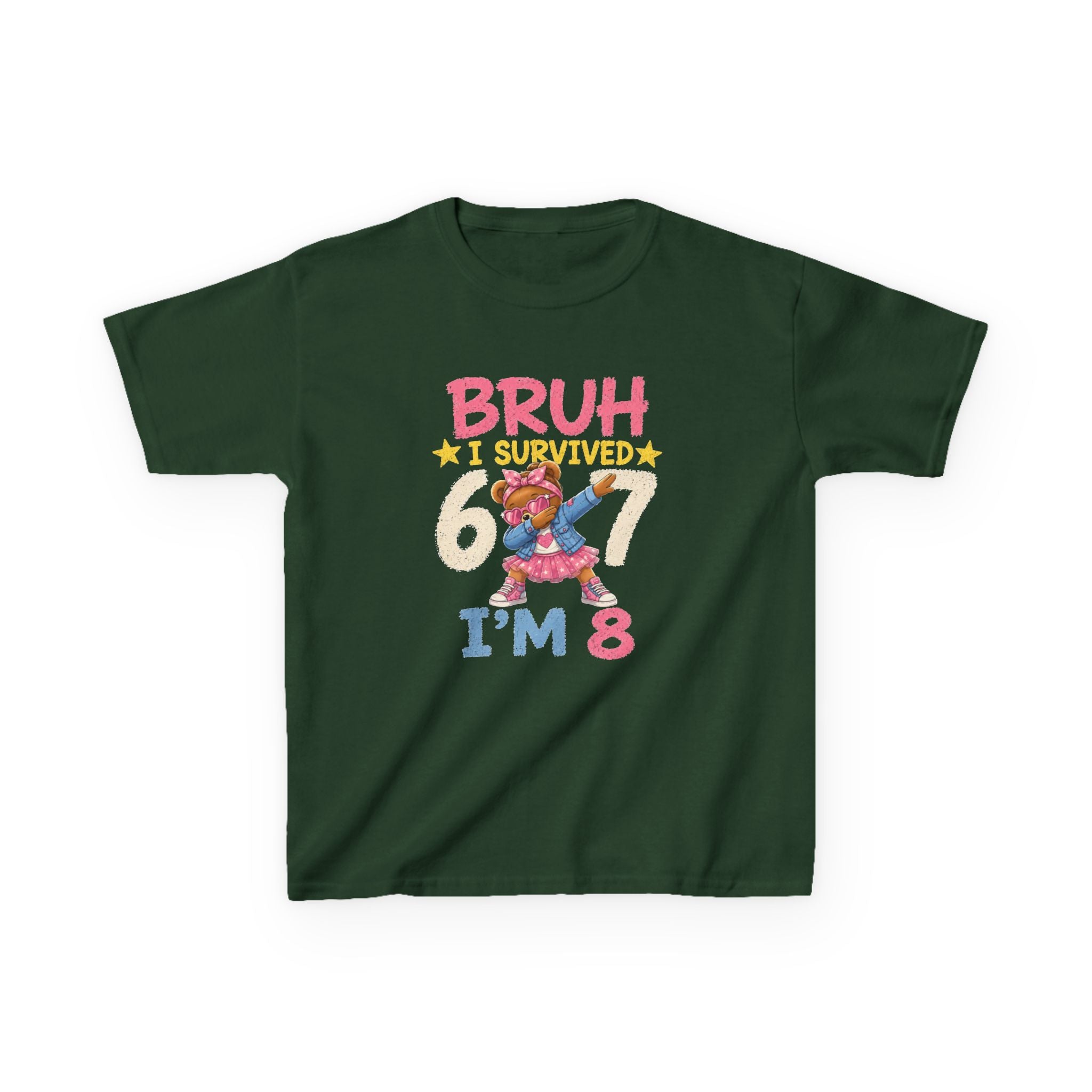 Kids Tee "Bruh I Survived 6/7 I'm 8" Birthday T-Shirt