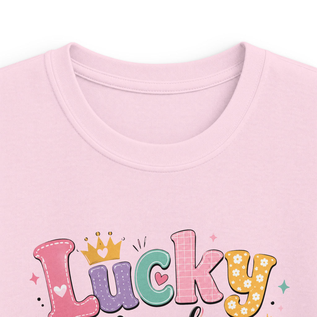 Girls "Lucky Number 7" T-Shirt Cute St. Patrick's Day Rainbow & Clover Tee