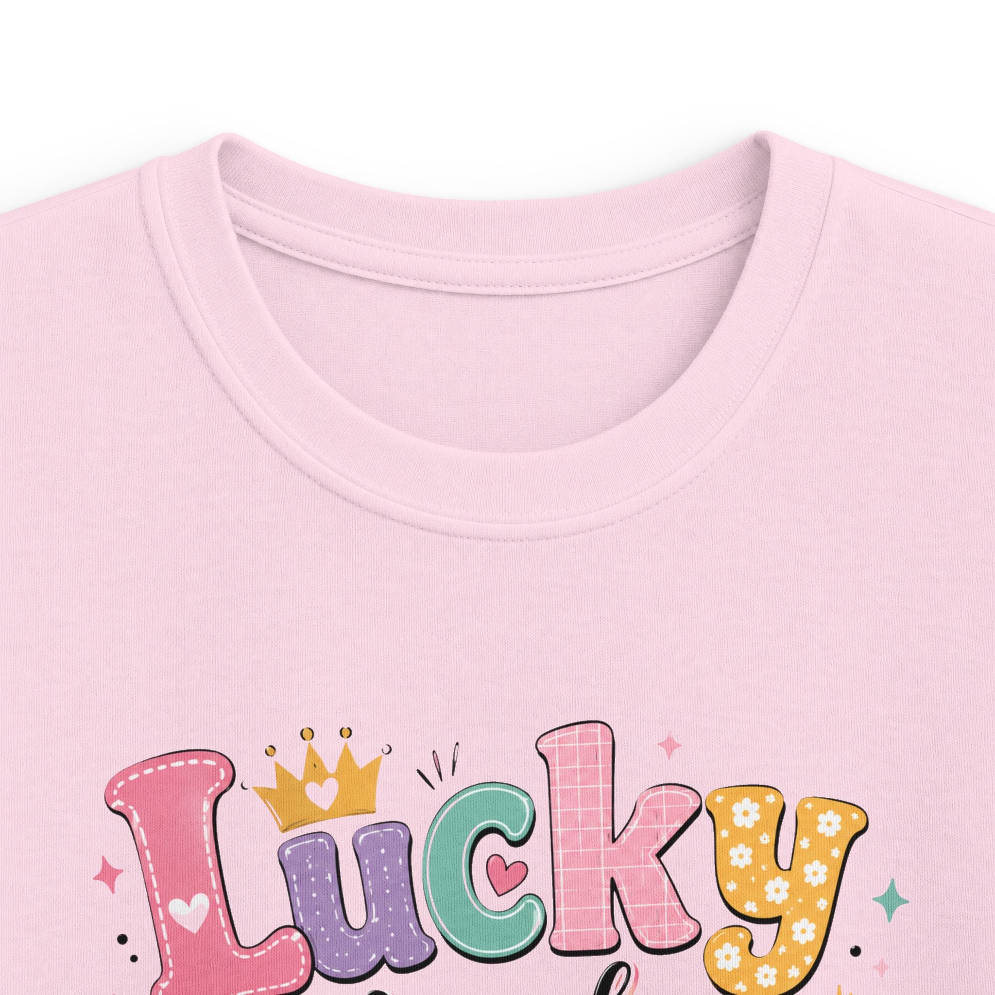 Girls "Lucky Number 7" T-Shirt Cute St. Patrick's Day Rainbow & Clover Tee