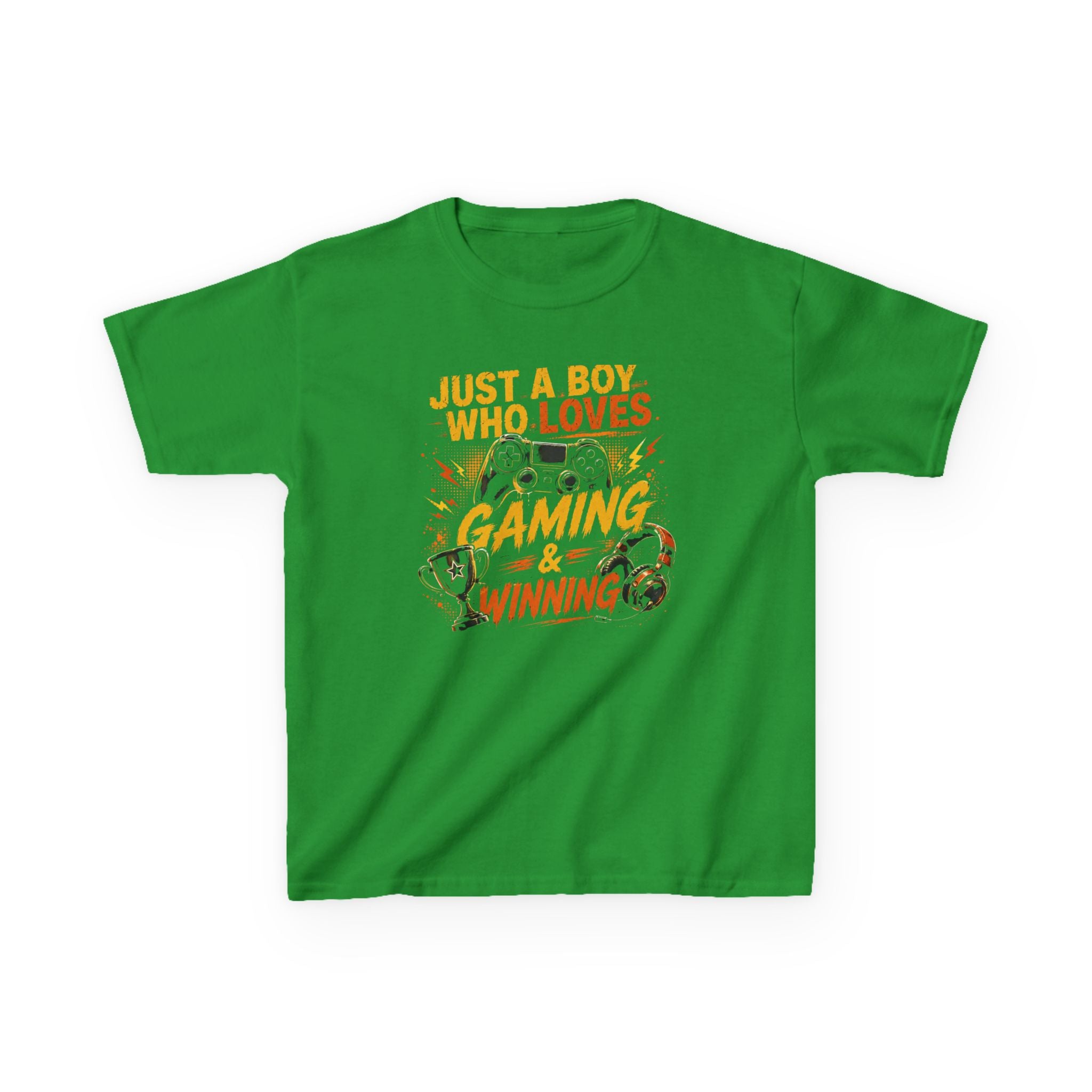 Just a Boy Who Loves Gaming & Winning Graphic kids Gamer T-Shirt Design