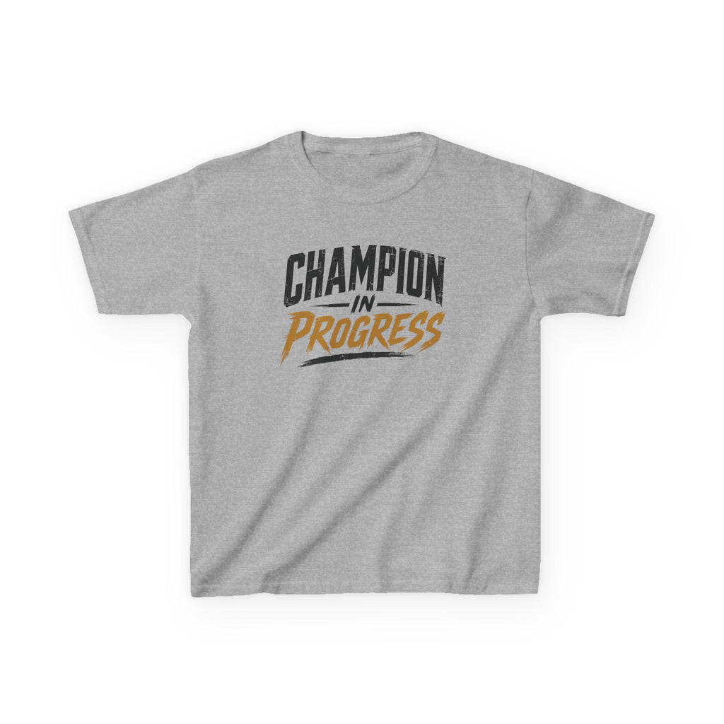 Champion in Progress I Motivational Kids T-Shirt | Athletic Sports Typography Graphic Tee