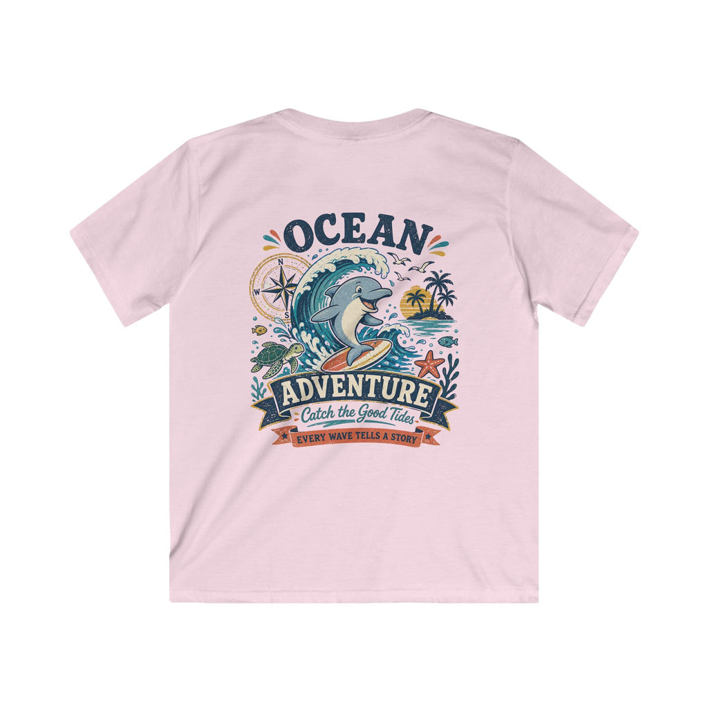 Ocean Adventure Kids Tee 'Catch the Good Tide' Dolphin Surf Graphic