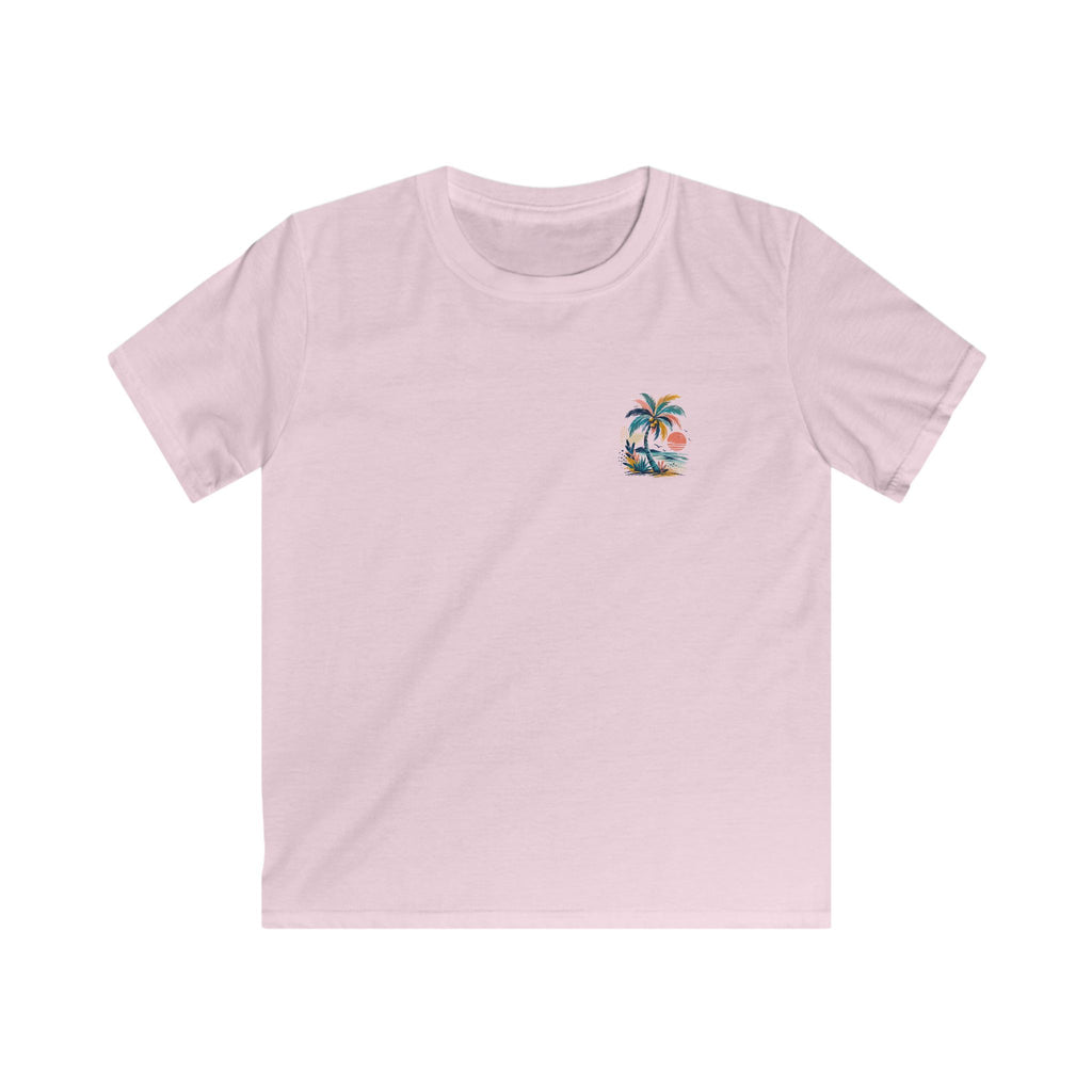 Kids Palm Beach T-Shirt Tropical Sunset Beach Tee for Children