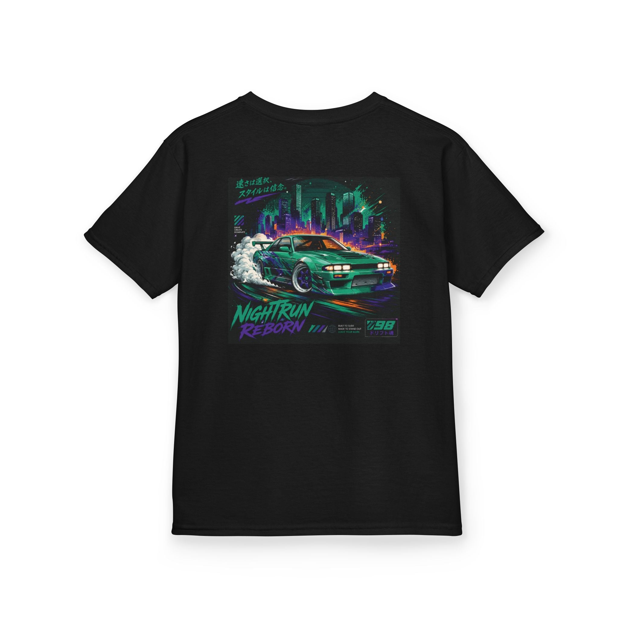 Boys Tee "Retro Nightrun Drift Car" Graphic (Neon City)