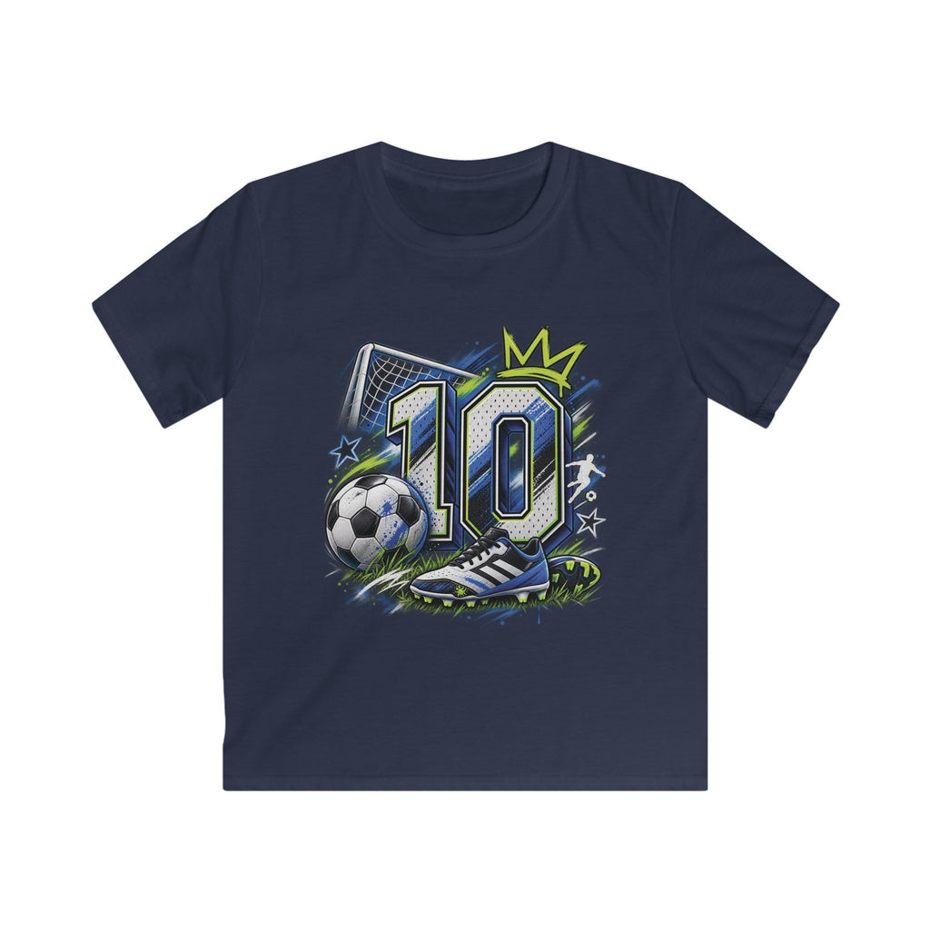 Kids Birthday Soccer Number 10 Tee Youth Soccer Shirt with Ball & Cleat Graphic