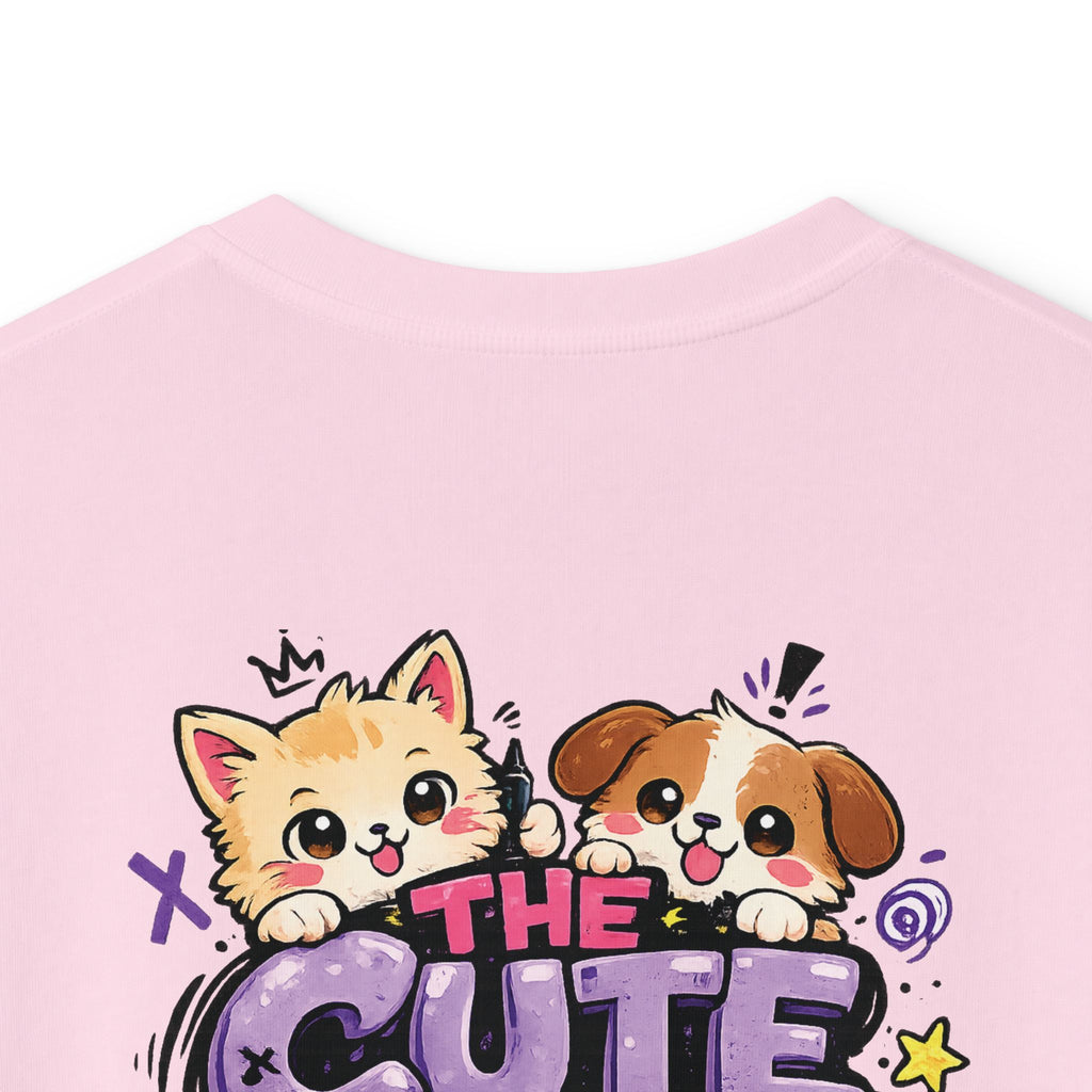 Cute Puppy & Kitten "The Cute Ones Are The Trouble Maker" Graphic Girls T-Shirt