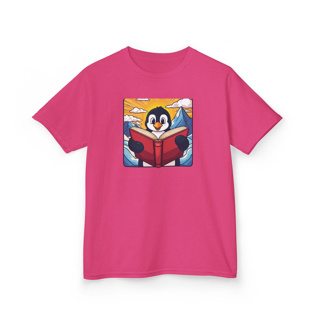 Kids Penguin Reading Tee Cute Book-Lover Shirt for Children