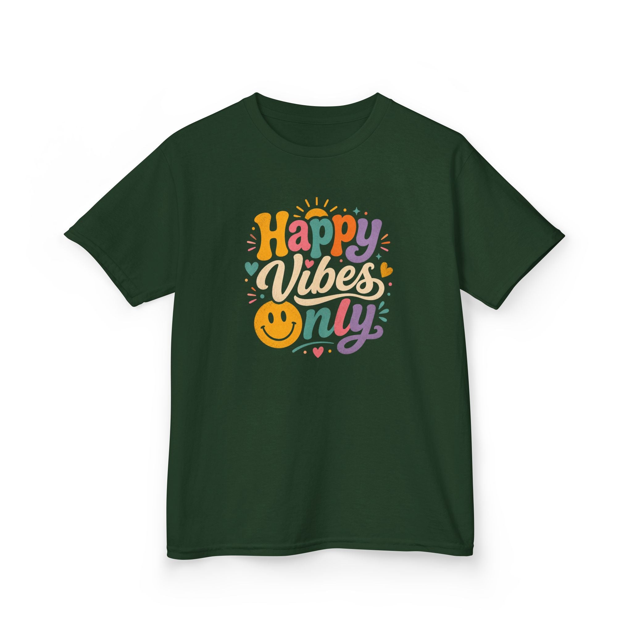 Kids T-Shirt "Happy Vibes Only" Cute Colorful Smiley Tee