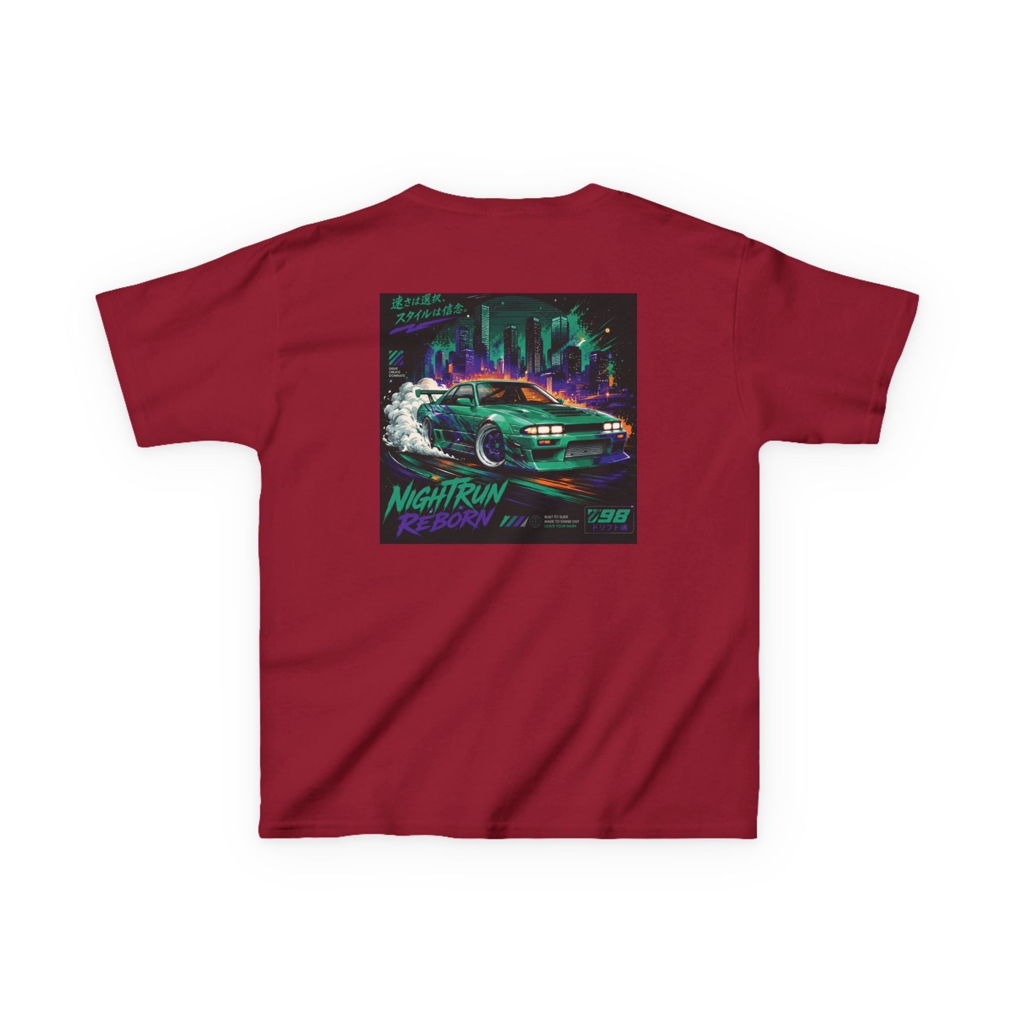 Boys Tee "Retro Nightrun Drift Car" Graphic (Neon City)