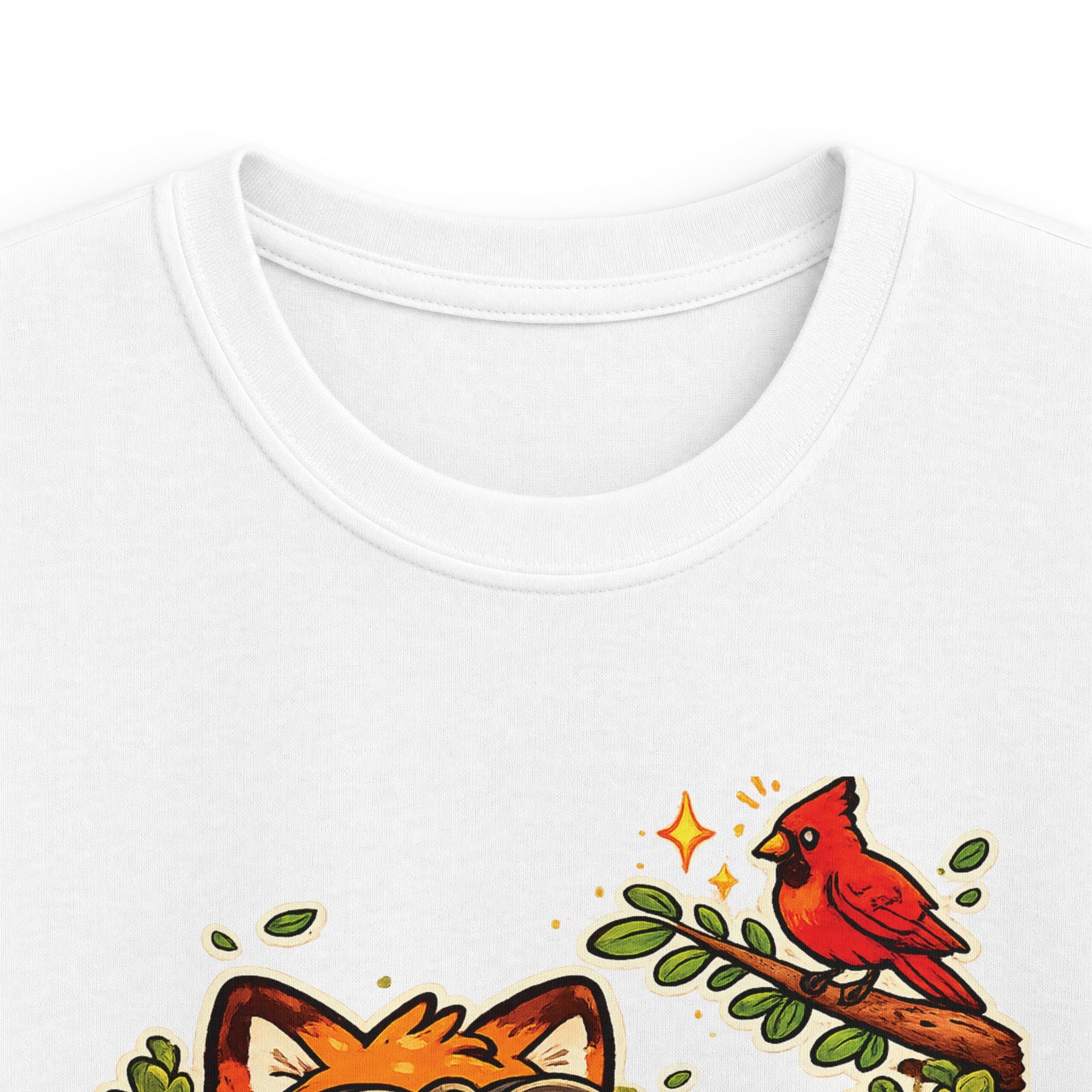 Kids Funny Tee "Always Curious" Fox & Cardinal Graphic design t-shirt