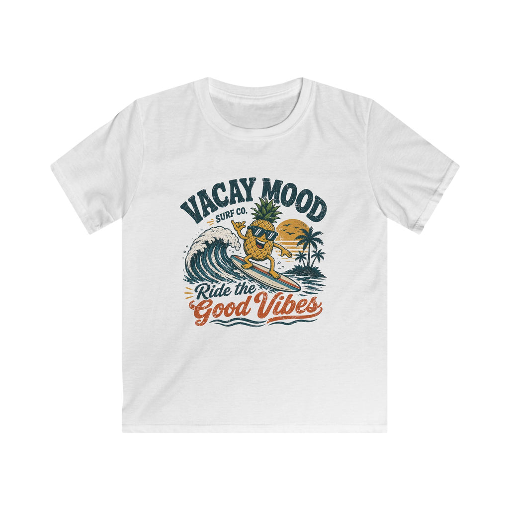 Kids Tee "Vacay Mood: Ride the Good Vibes" Surf Graphic