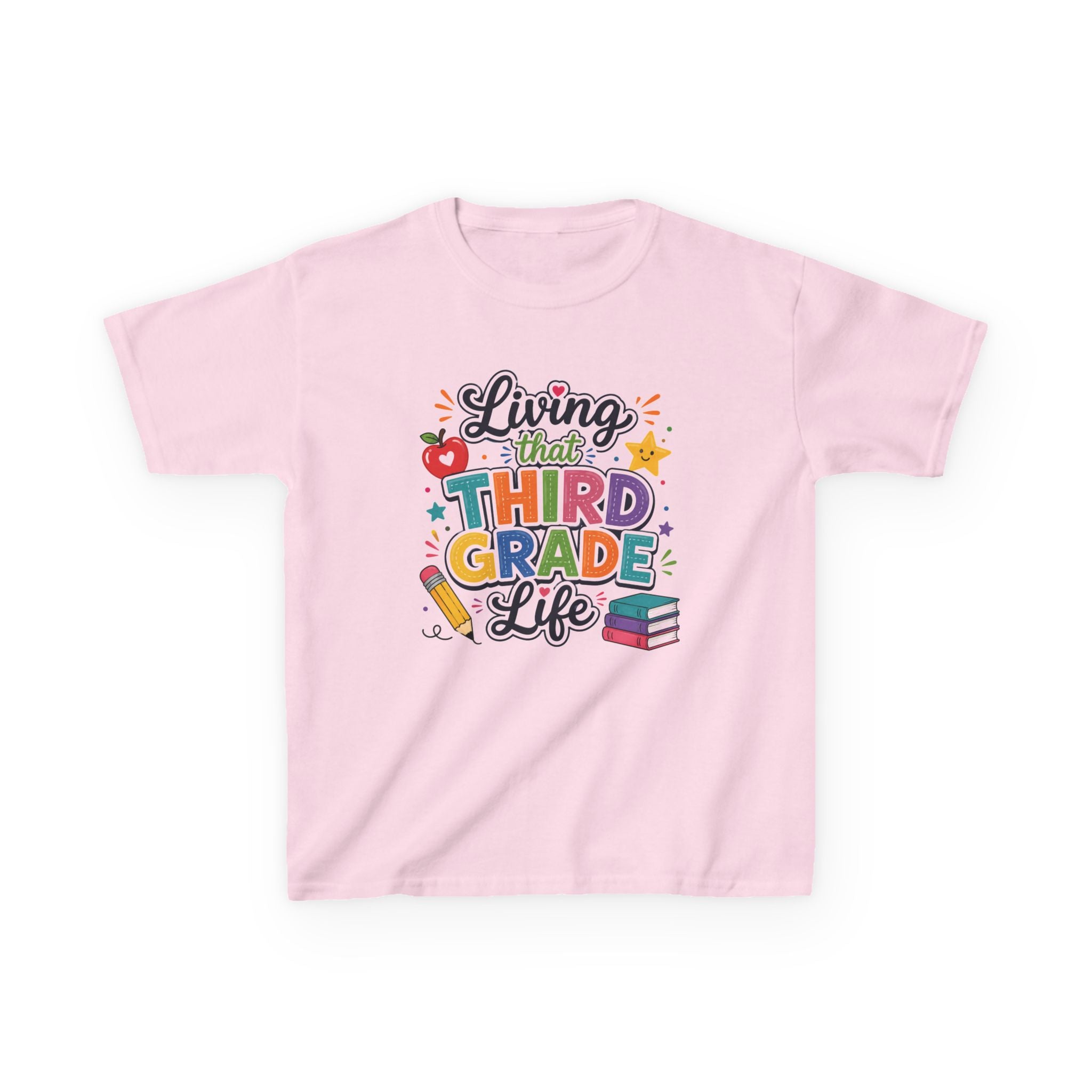 Kids "Living That Third Grade Life" T-Shirt Girls & Boys Colorful Back-to-School Tee