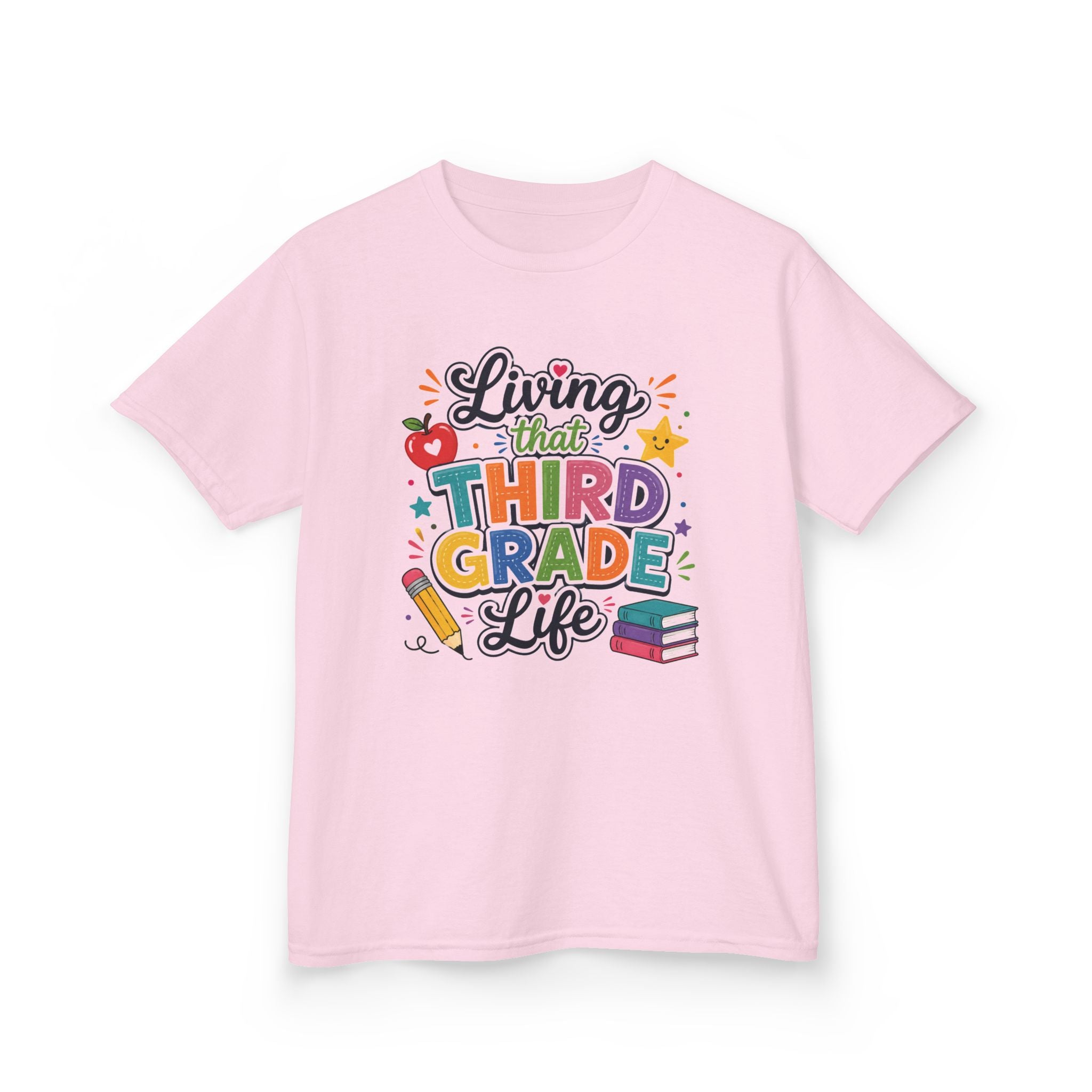 Kids "Living That Third Grade Life" T-Shirt Girls & Boys Colorful Back-to-School Tee