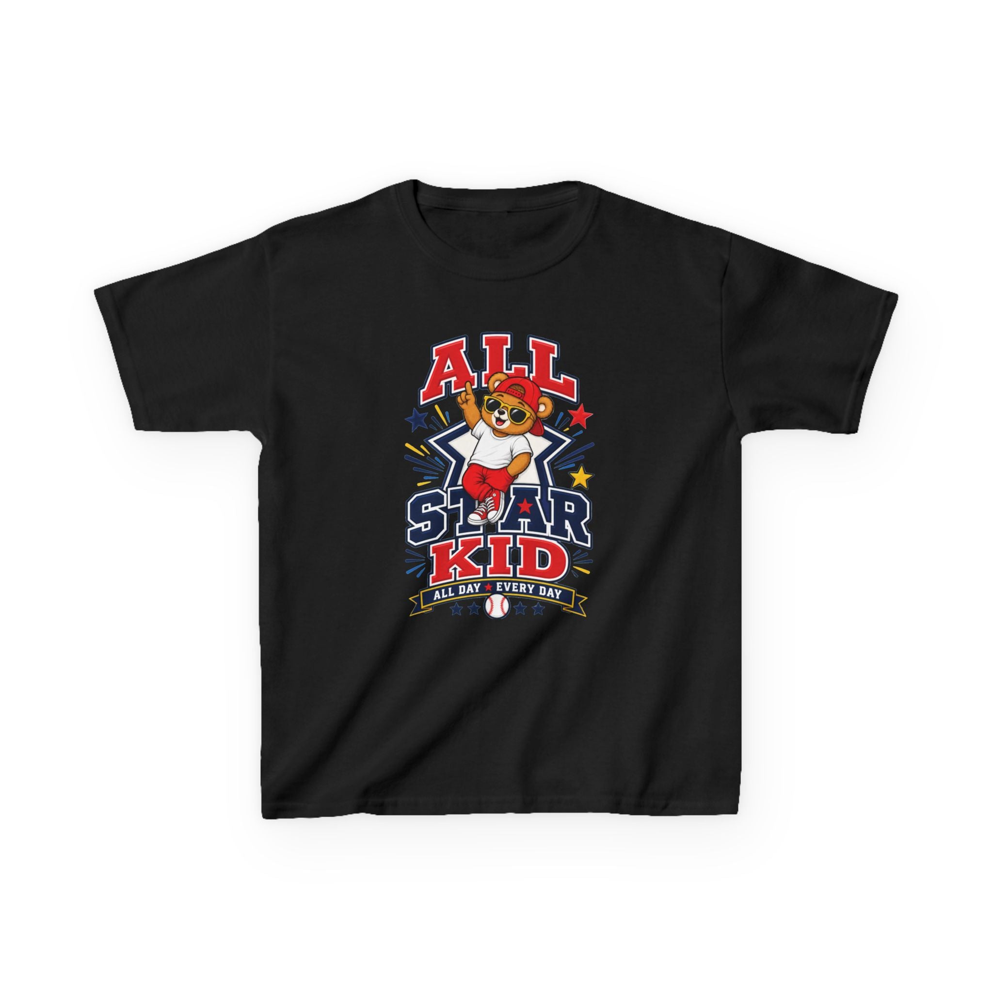 All Star Kid Kids T‑Shirt  Cute Baseball Bear Sports Graphic Tee