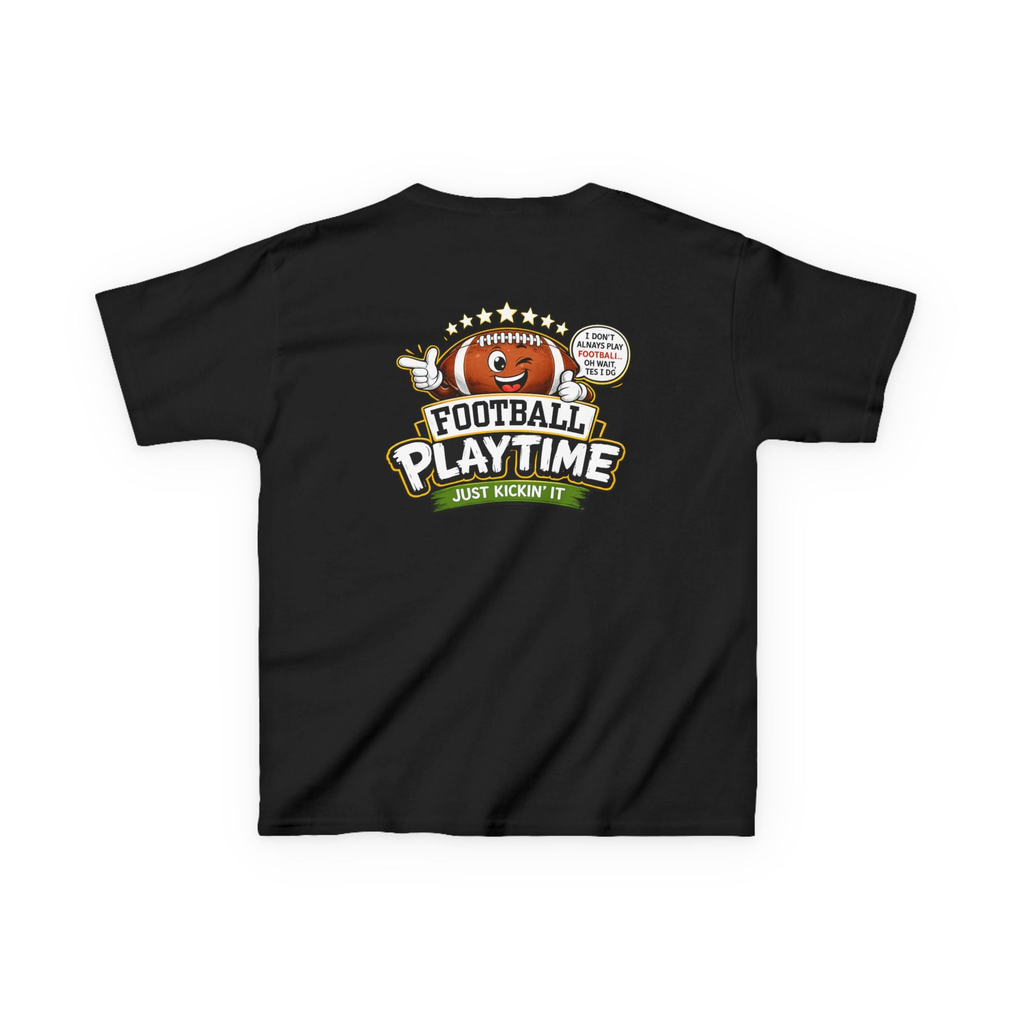 Football Playtime – Just Kickin' It | Funny Football Cartoon Mascot sports Graphic Tee