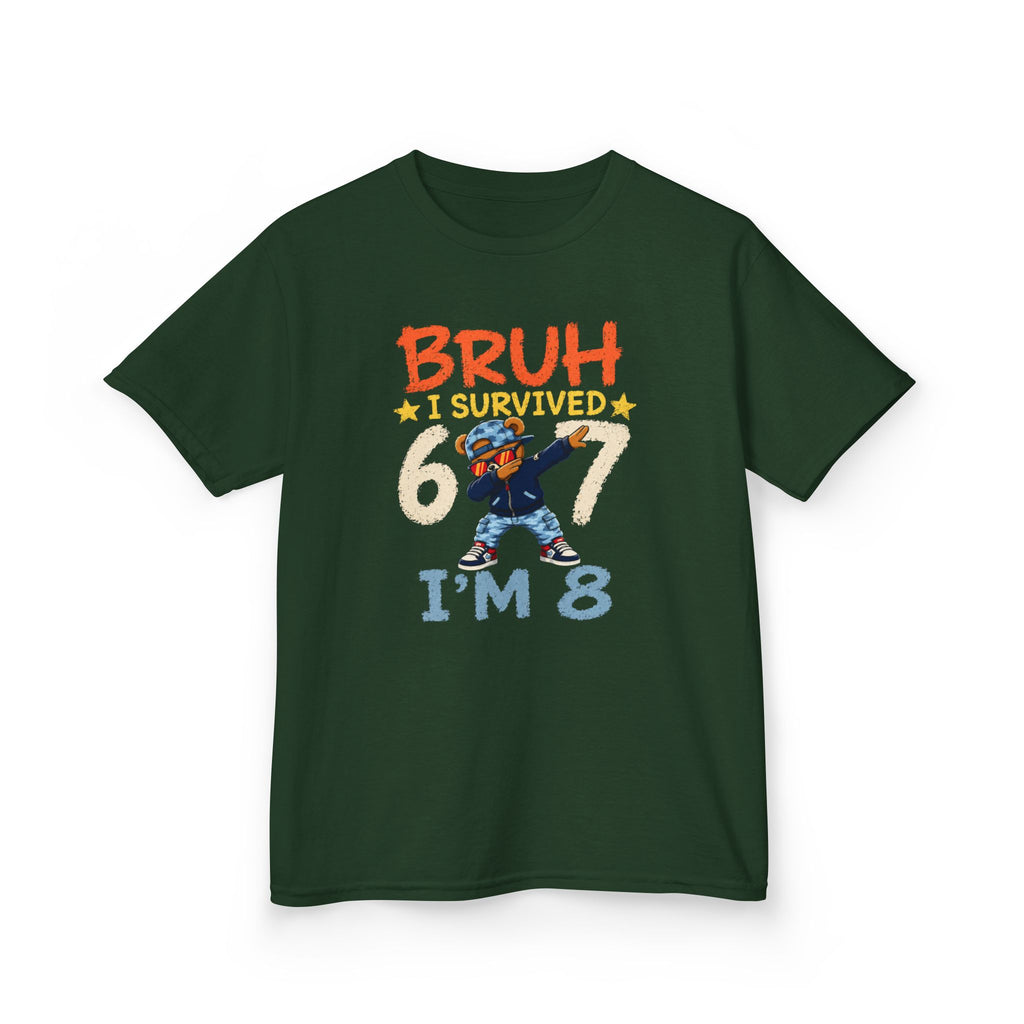 "Bruh I survived 6 7" " I'M 8" Boys Graphic kids Birthday T-Shirt Design