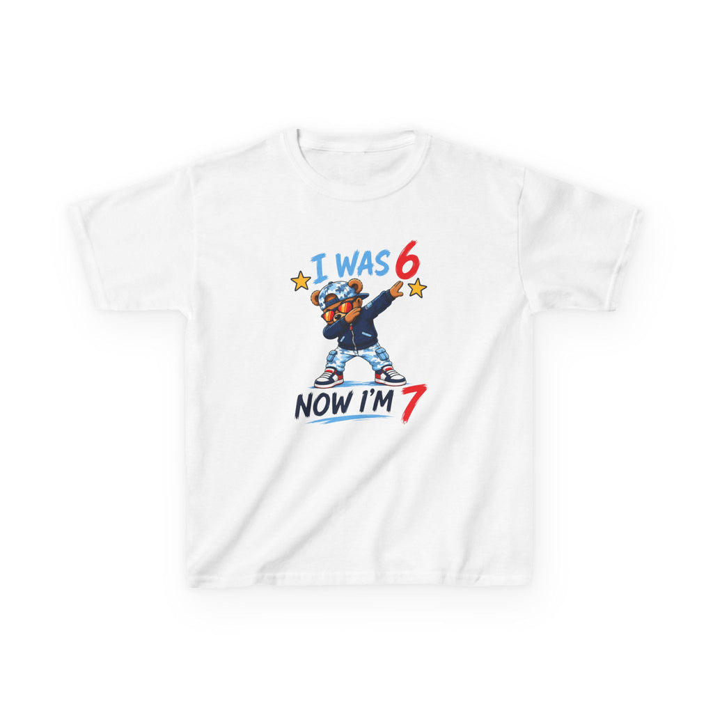 "I was 6 Now I'm 7" Boys Graphic kids Birthday T-Shirt Design