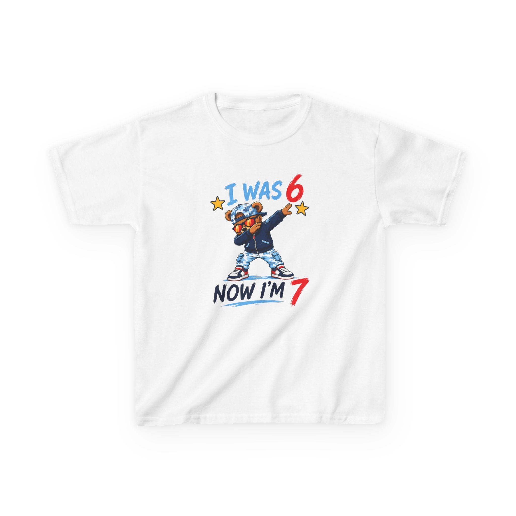 "I was 6 Now I'm 7" Boys Graphic kids Birthday T-Shirt Design