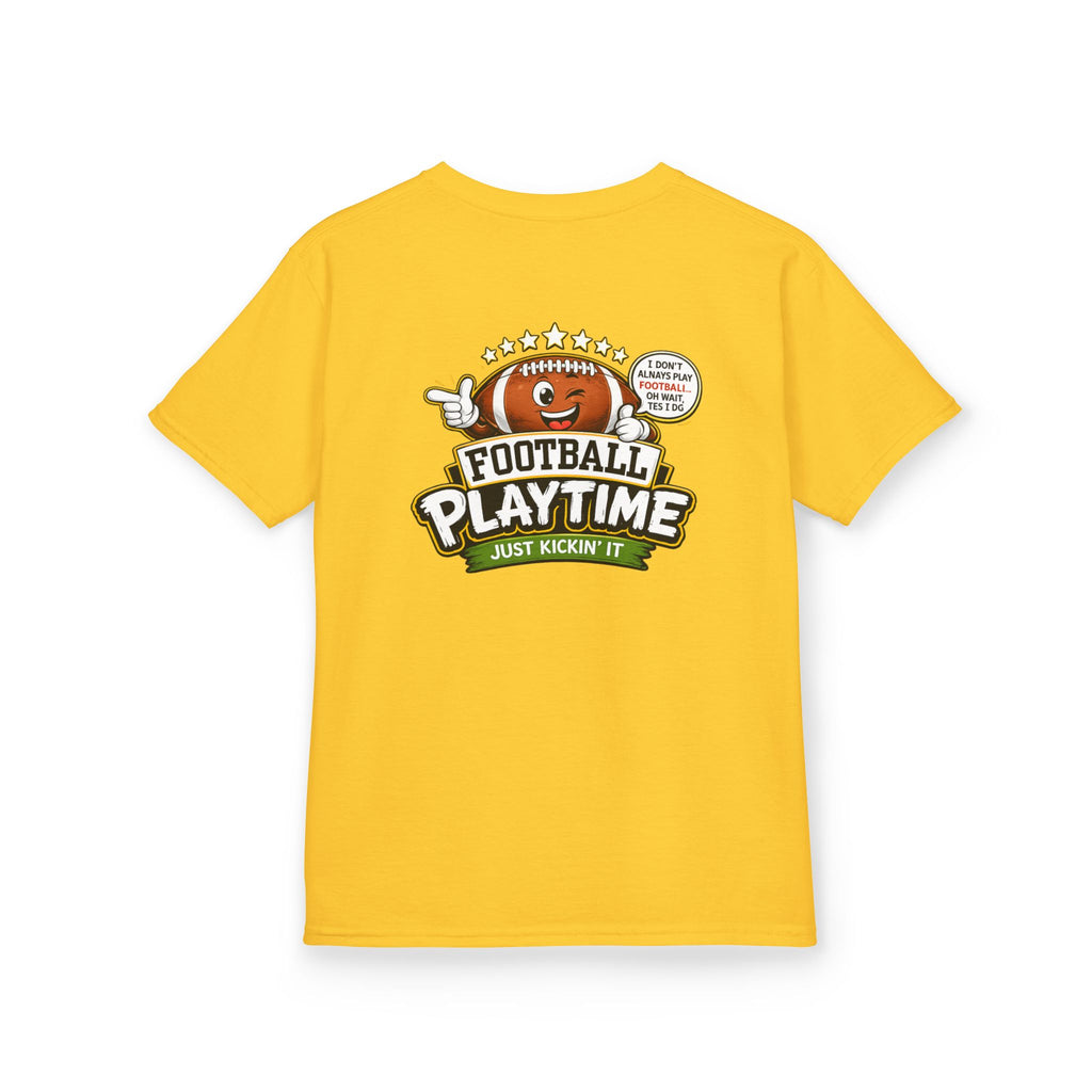 Football Playtime – Just Kickin' It | Funny Football Cartoon Mascot sports Graphic Tee