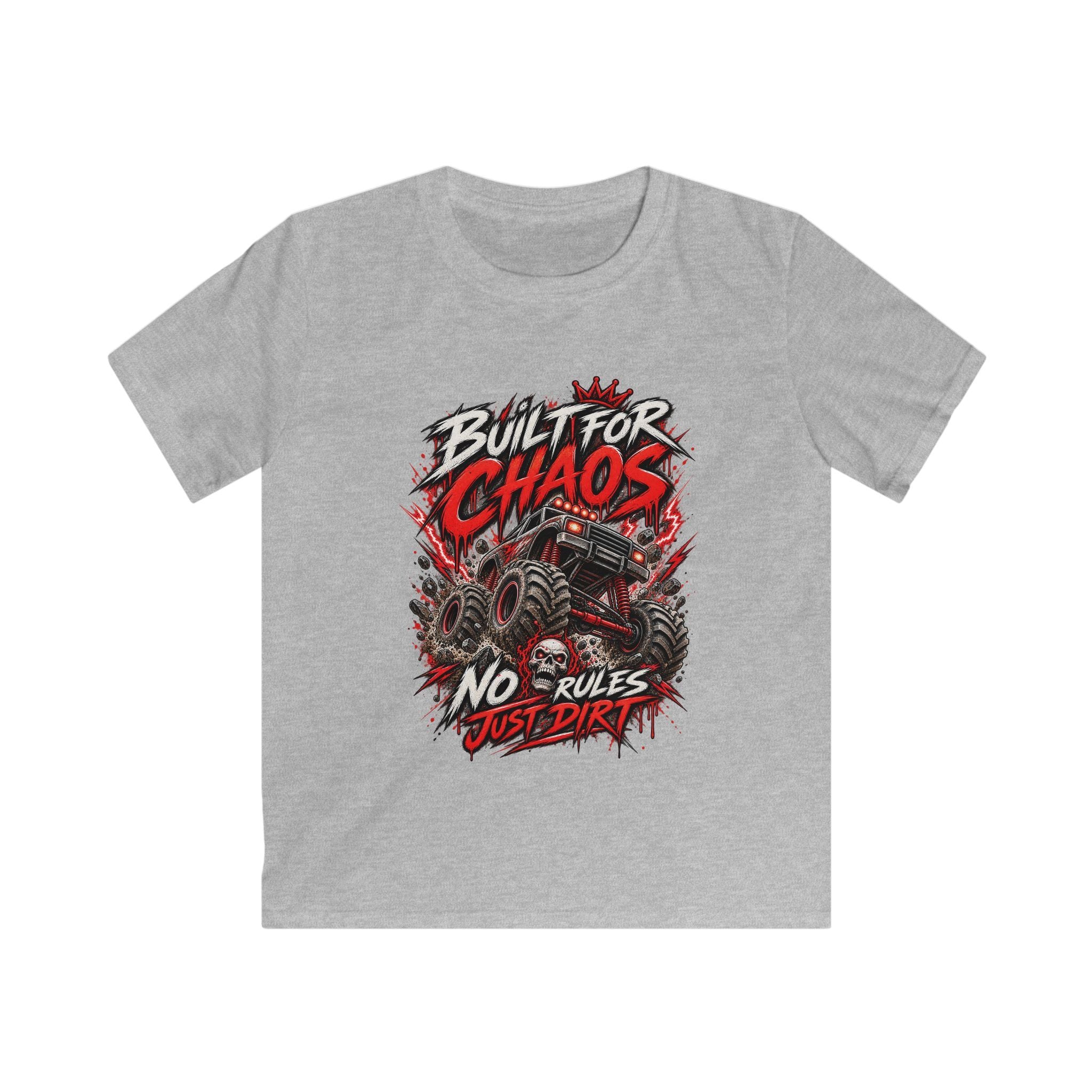Kids Tee "Built for Chaos" Monster Truck Graphic (No Rules, Just Dirt)