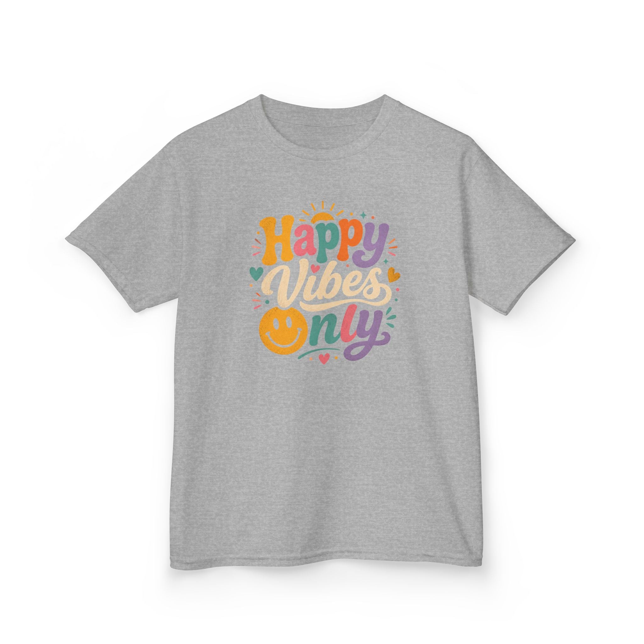 Kids T-Shirt "Happy Vibes Only" Cute Colorful Smiley Tee