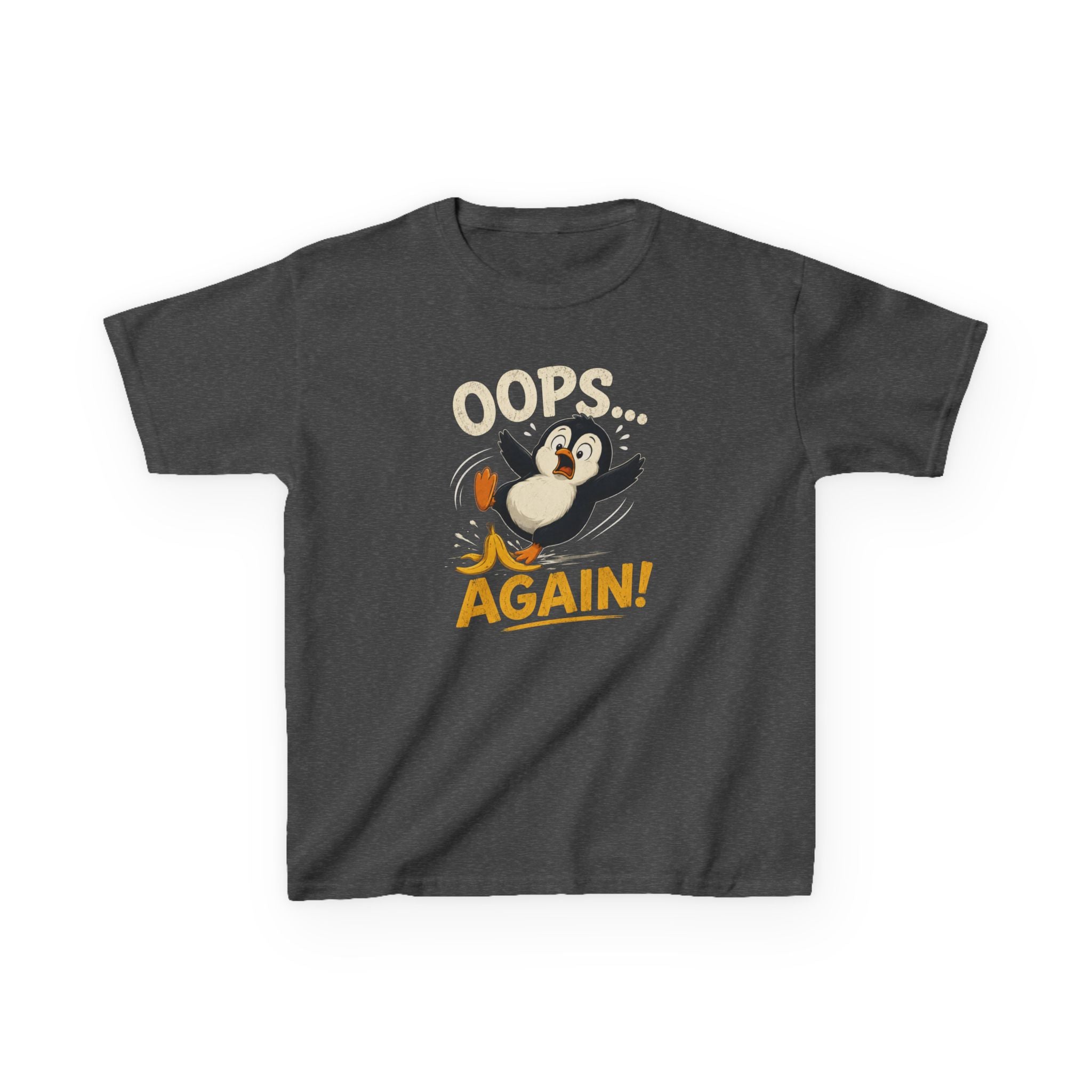 Kids Tee Cute Penguin "Oops... Again!" Funny Graphic T-Shirt