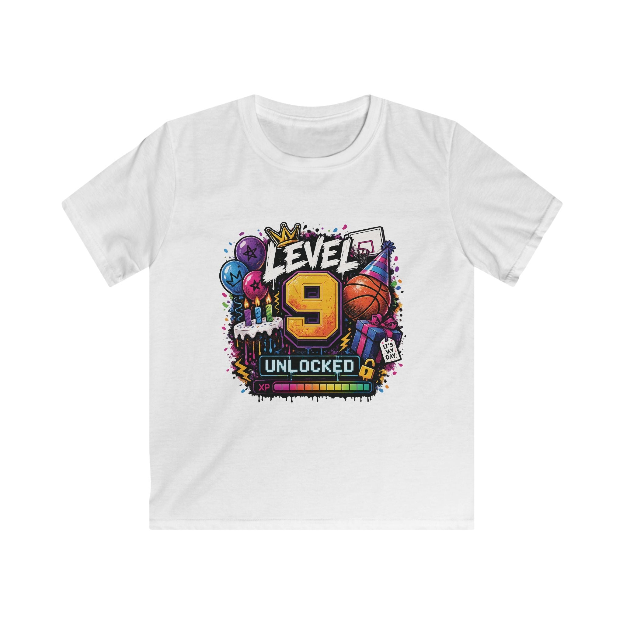 Kids "Level 9 Unlocked" Birthday T‑Shirt Basketball & Party Gamer Tee