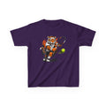 Tennis Tiger T-Shirt | Fierce Tiger Tennis Player Graphic | Kids Tennis Tee | Youth Tennis Sports Shirt | Tennis Lover Gift