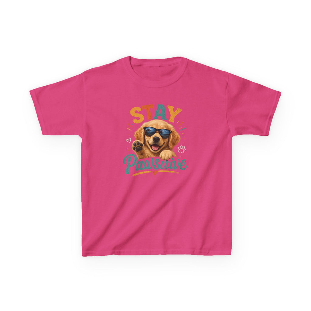 Kids T-Shirt "Stay Pawsitive" Cool Dog Cute Graphic Tee for Boys & Girls