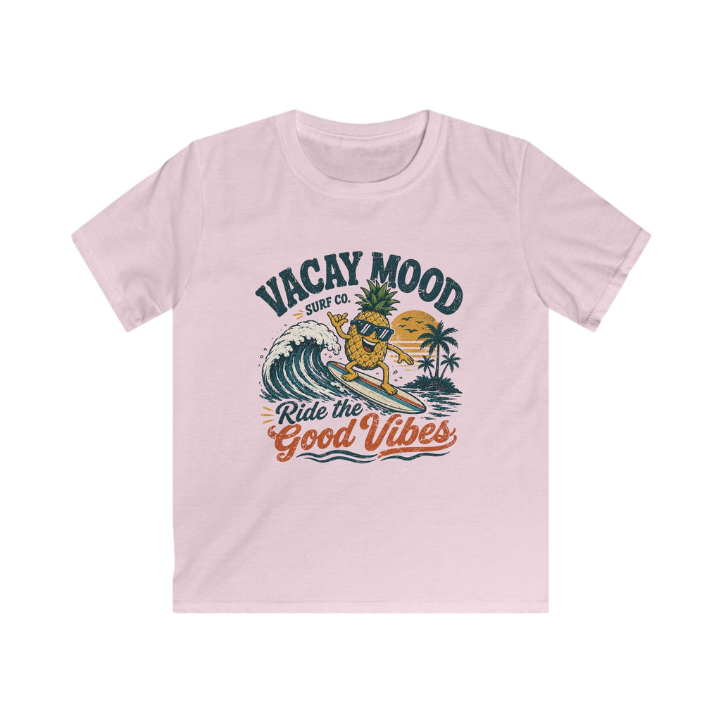 Kids Tee "Vacay Mood: Ride the Good Vibes" Surf Graphic
