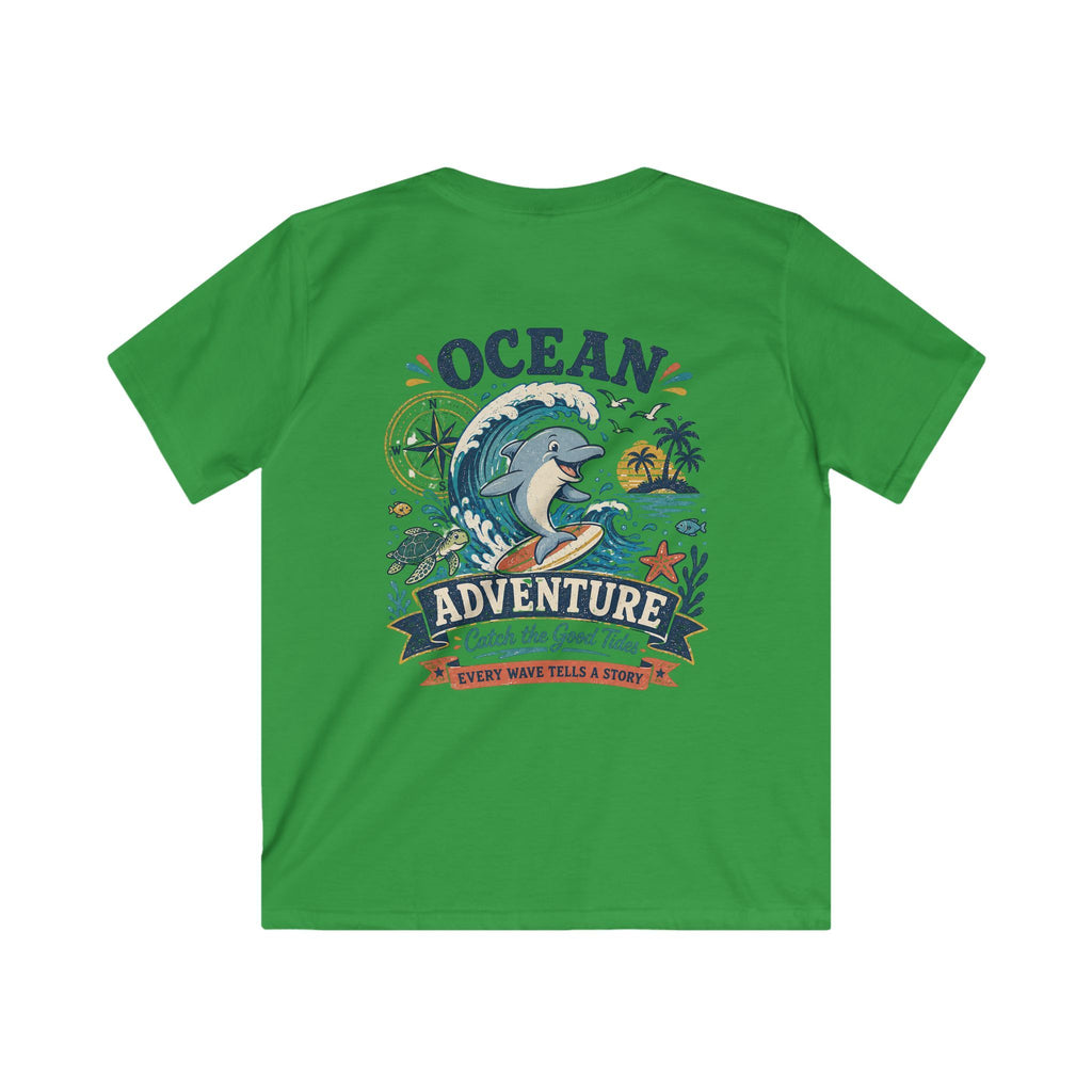 Ocean Adventure Kids Tee 'Catch the Good Tide' Dolphin Surf Graphic