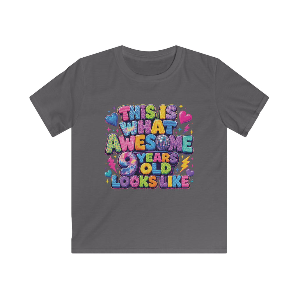 Kids Tee "This Is What Awesome 10 Years Old Looks Like" Colorful Birthday Shirt