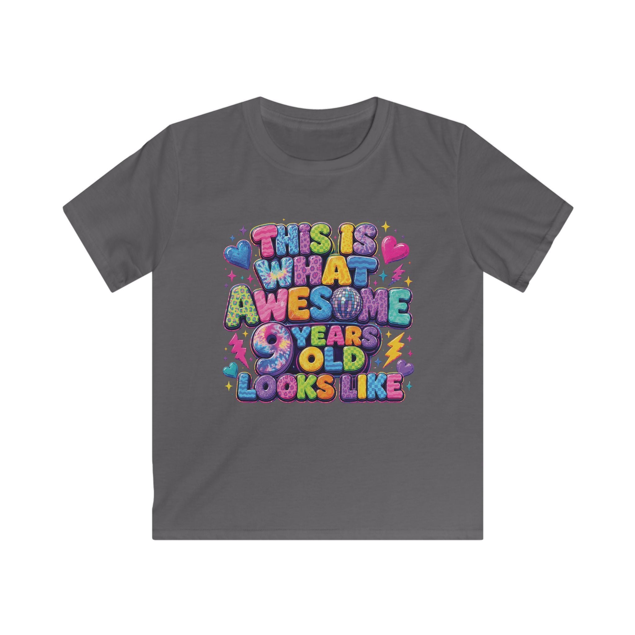 Kids Tee "This Is What Awesome 10 Years Old Looks Like" Colorful Birthday Shirt