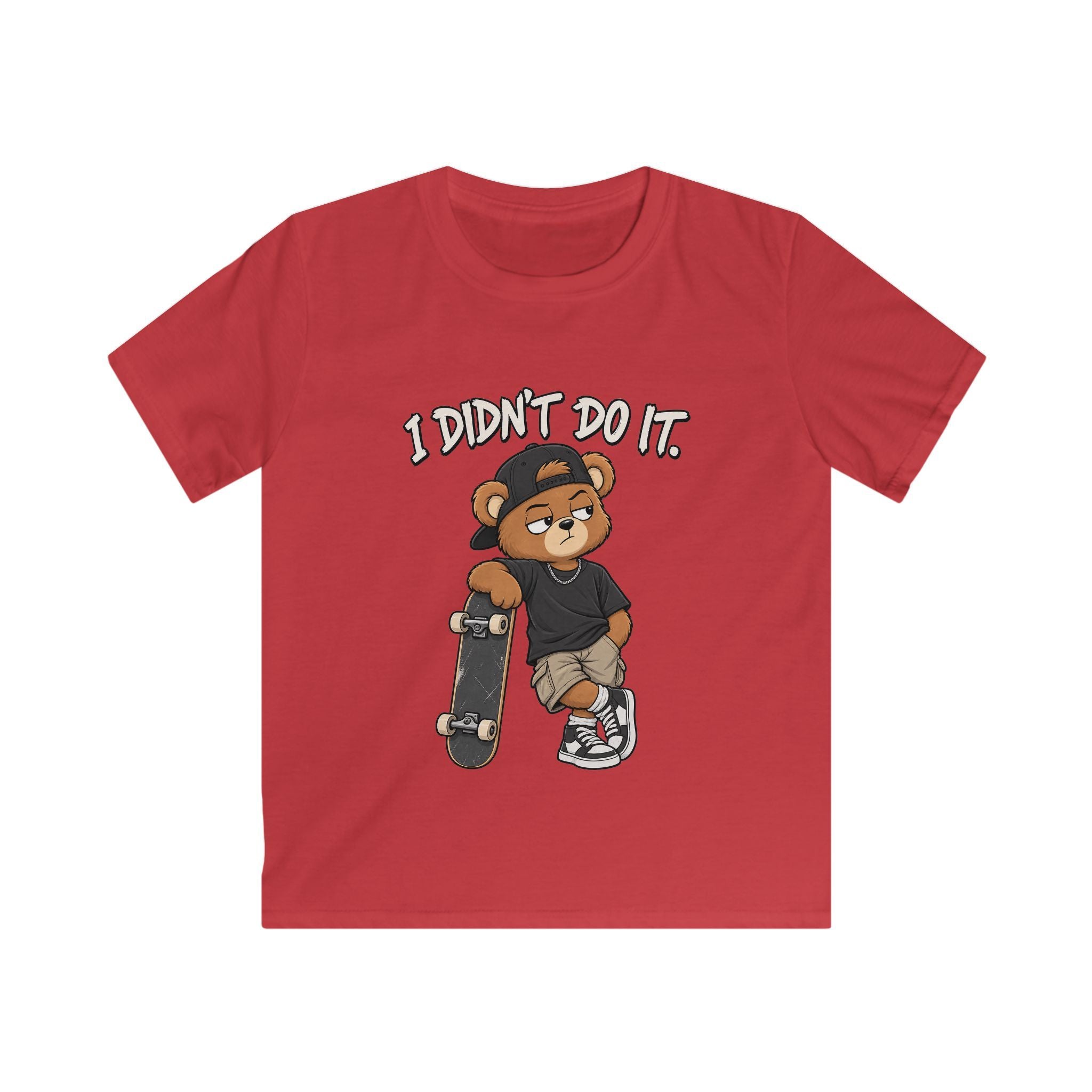 Kids Skateboard Tee "I Didn't Do It" Bear Funny Graphic Shirt