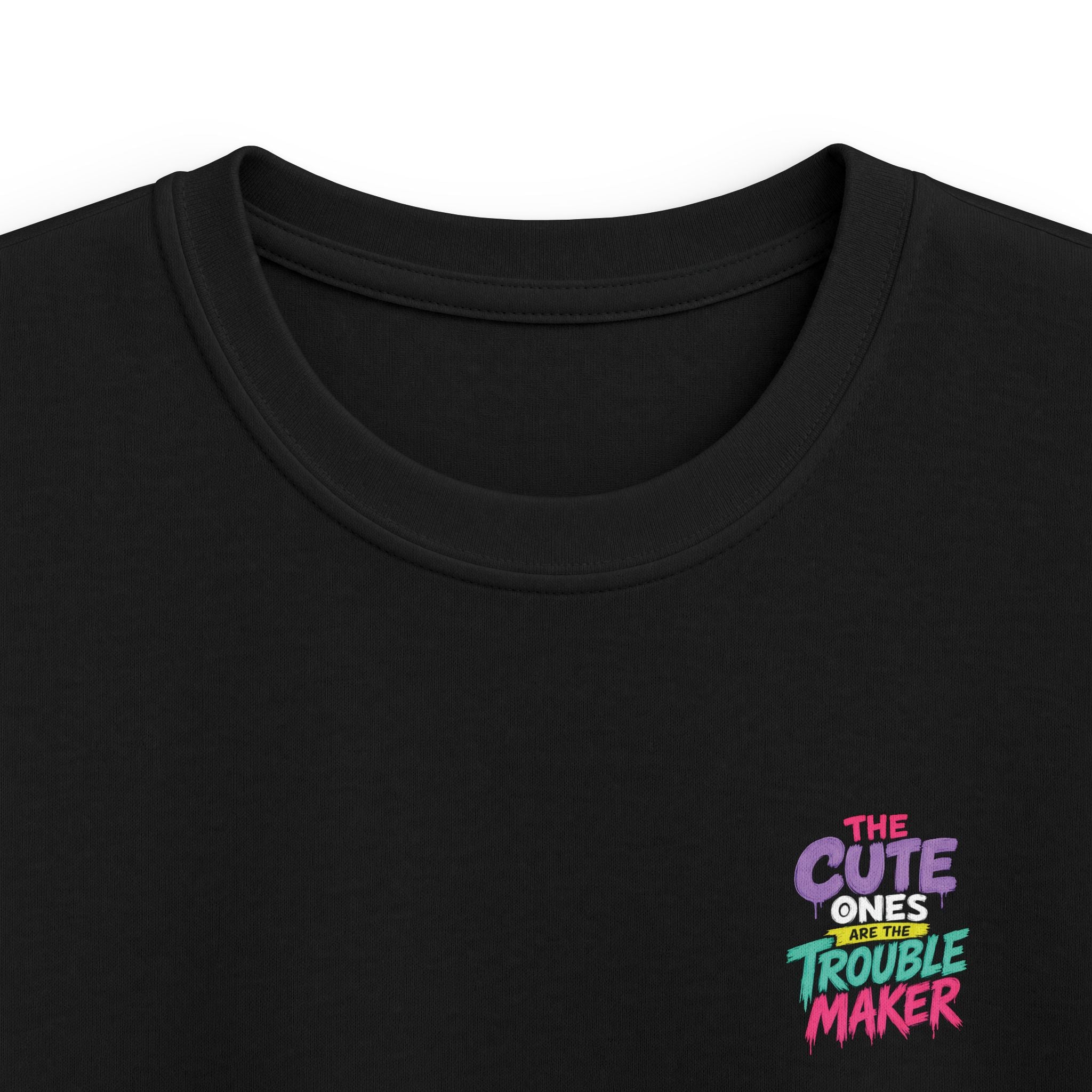 Cute Puppy & Kitten "The Cute Ones Are The Trouble Maker" Graphic Girls T-Shirt