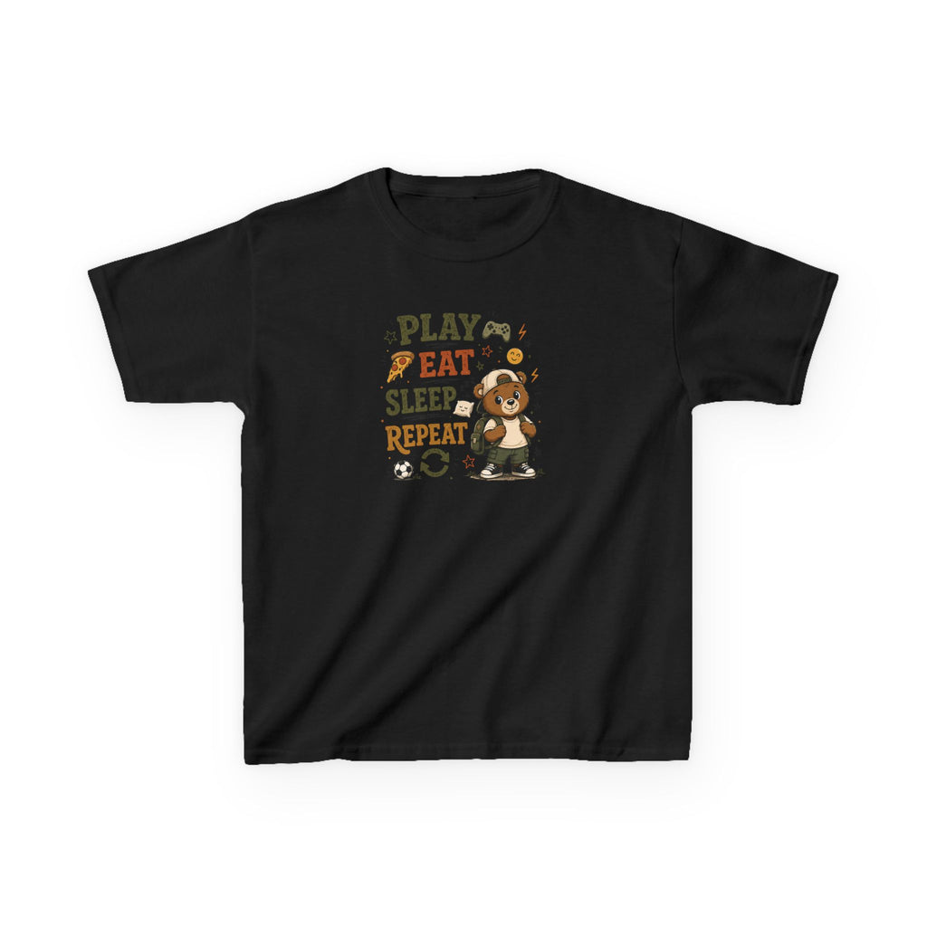 Kids Funny T-Shirt — "PLAY-EAT-SLEEP-REPEAT"