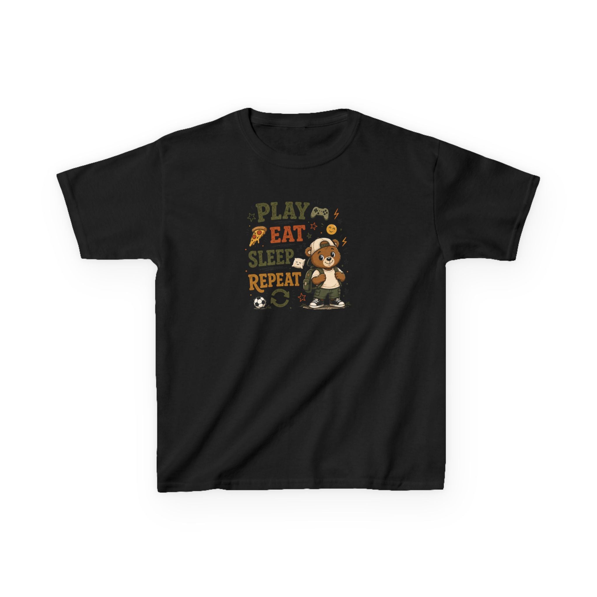 Kids Funny T-Shirt — "PLAY-EAT-SLEEP-REPEAT"