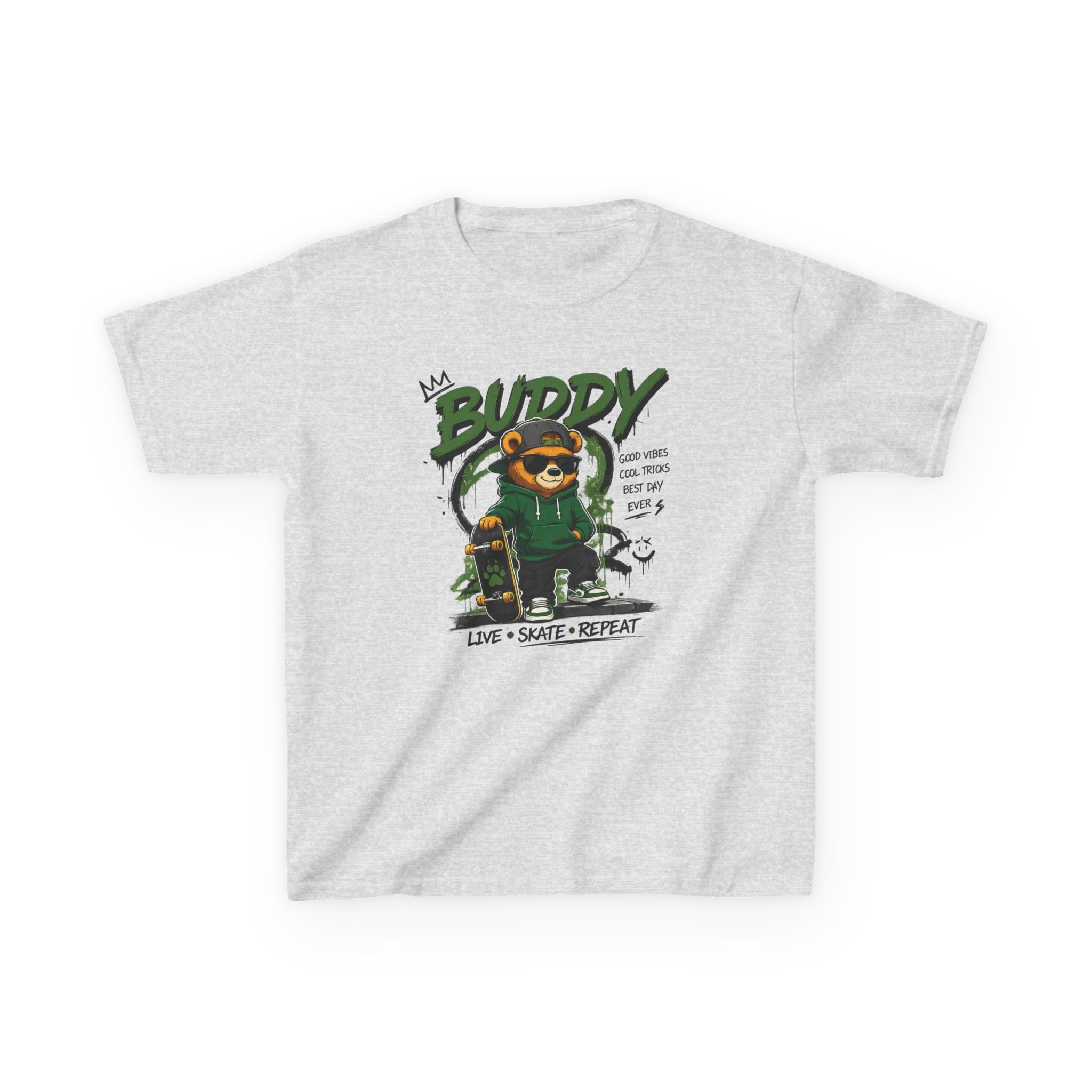 Kids Skateboard Tee "Buddy" Graphic Live • Skate • Repeat Boys and Girls Graphic Tee
