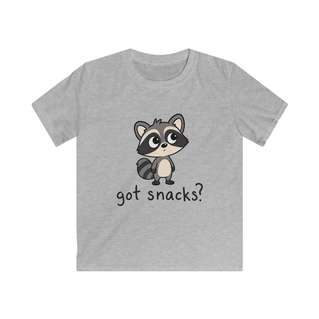 Cute Raccoon "got snacks?" Funny Graphic Tee for Kids